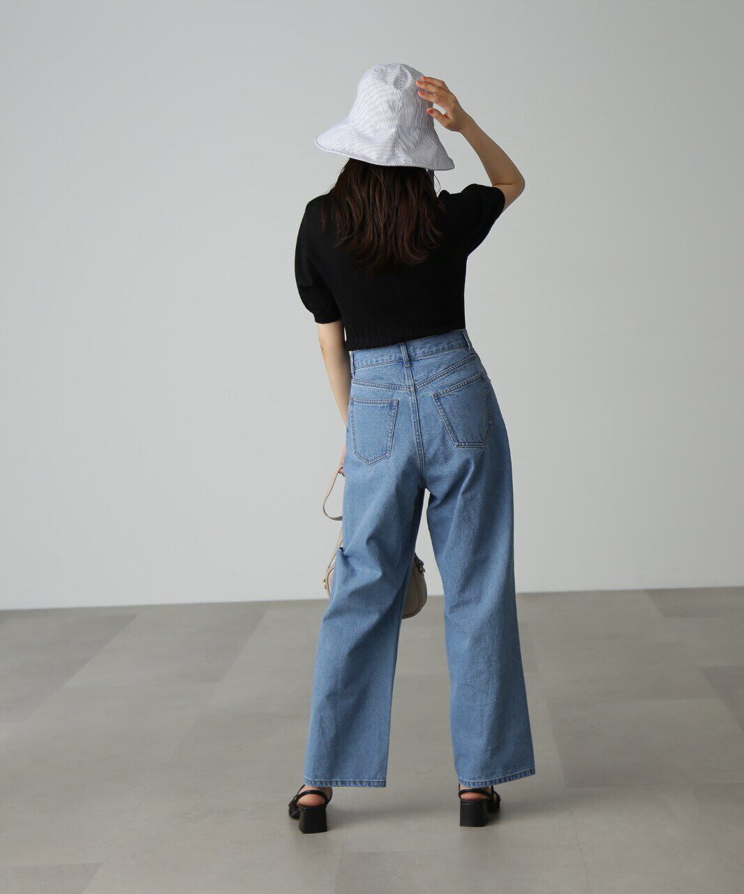  「スクエアネックボリュームスリーブ半袖ニット」|ニット・セーター|