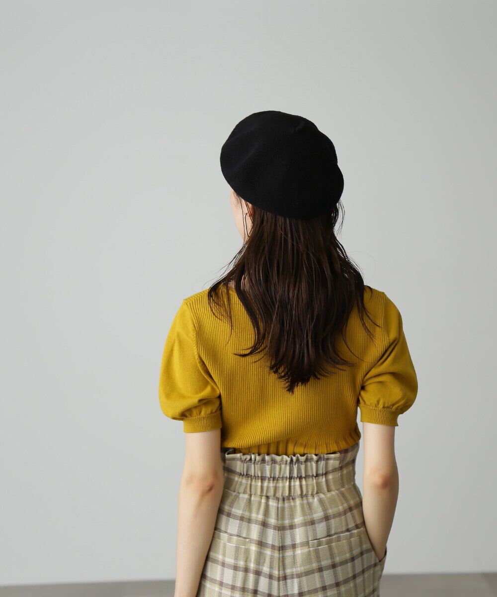  「スクエアネックボリュームスリーブ半袖ニット」|ニット・セーター|