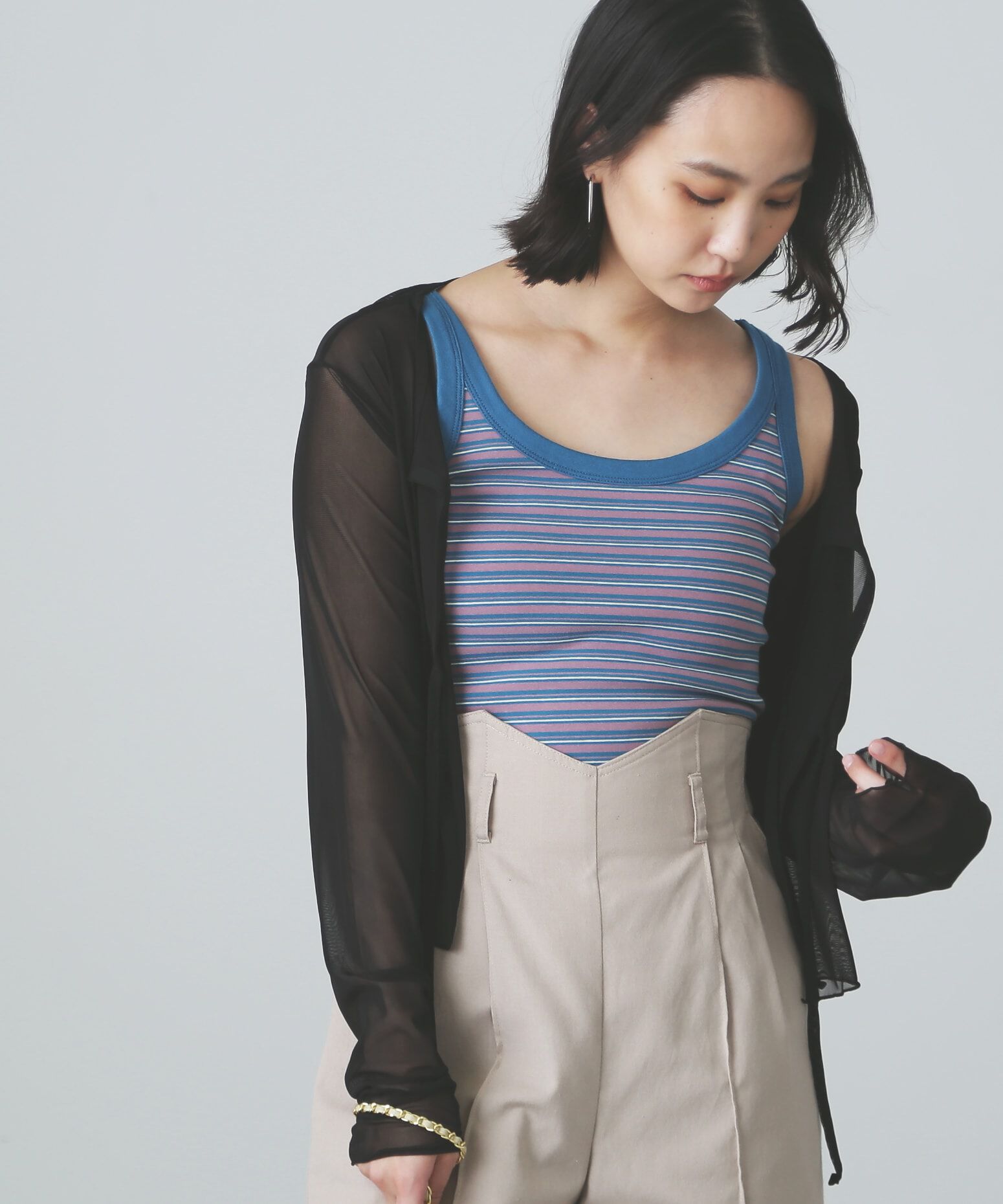  「前後2WAYチュールシアーカーディガン」|Tシャツ・カットソー|