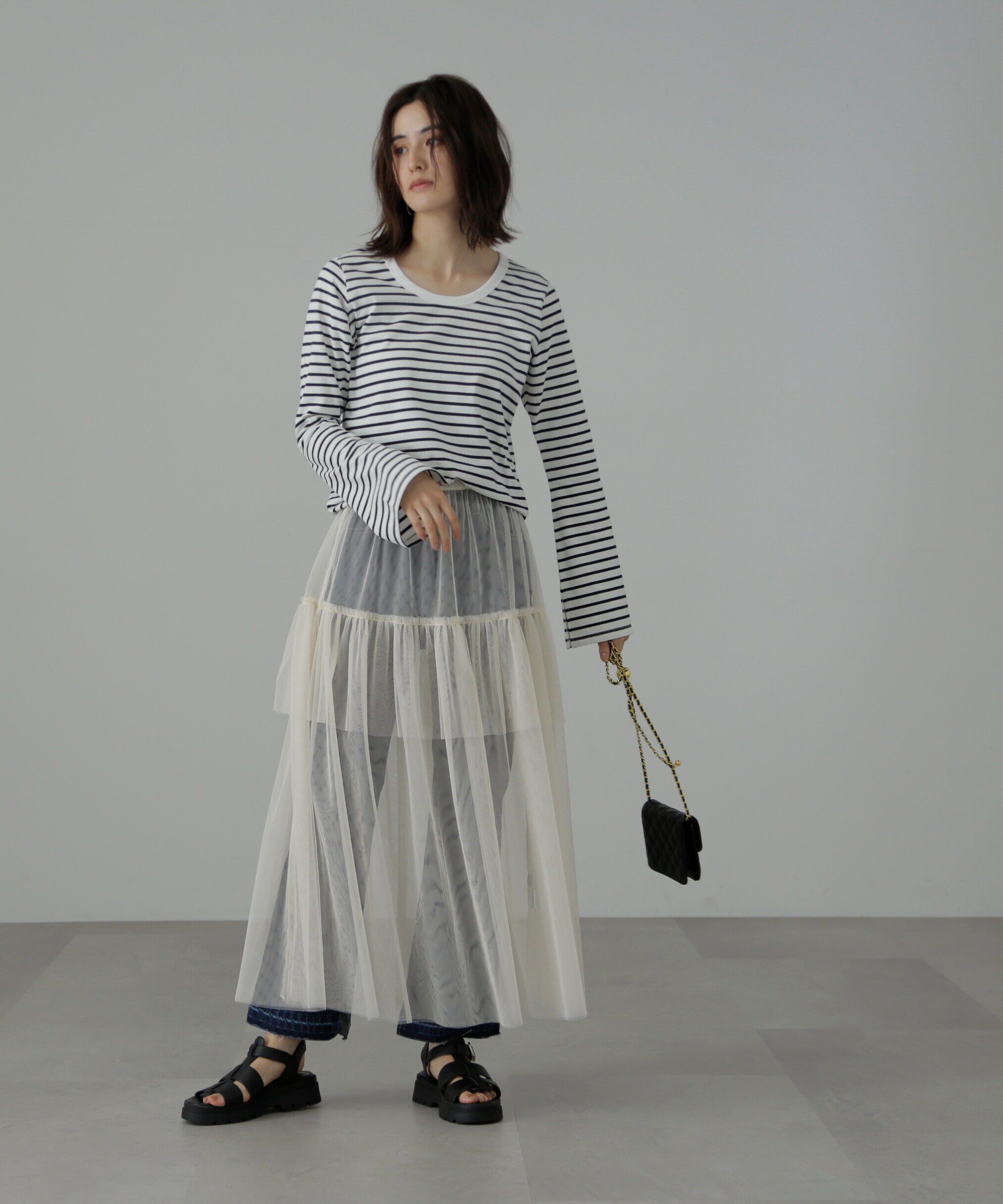  「チュールティアードマキシスカート」|スカート|