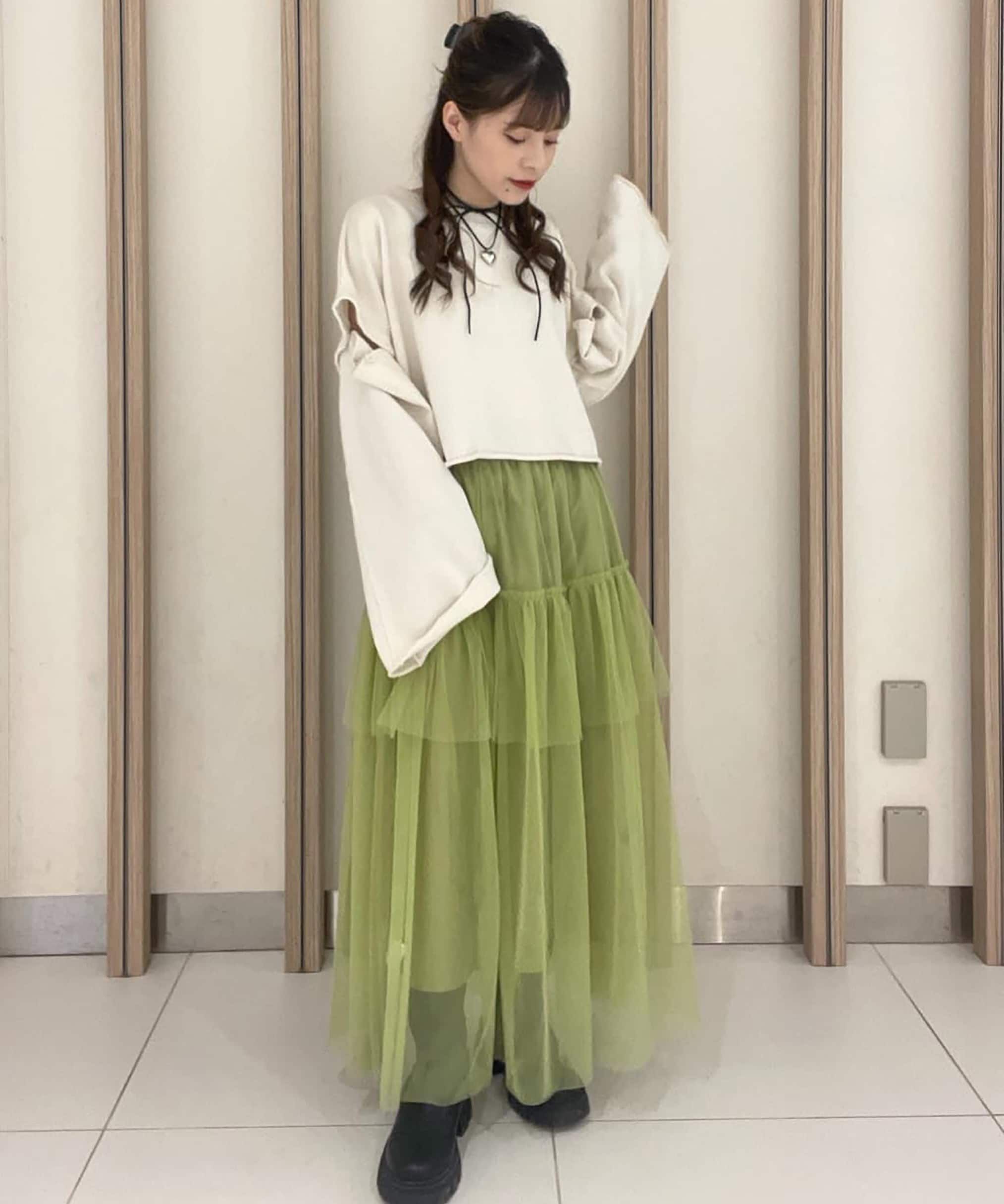  「チュールティアードマキシスカート」|スカート|