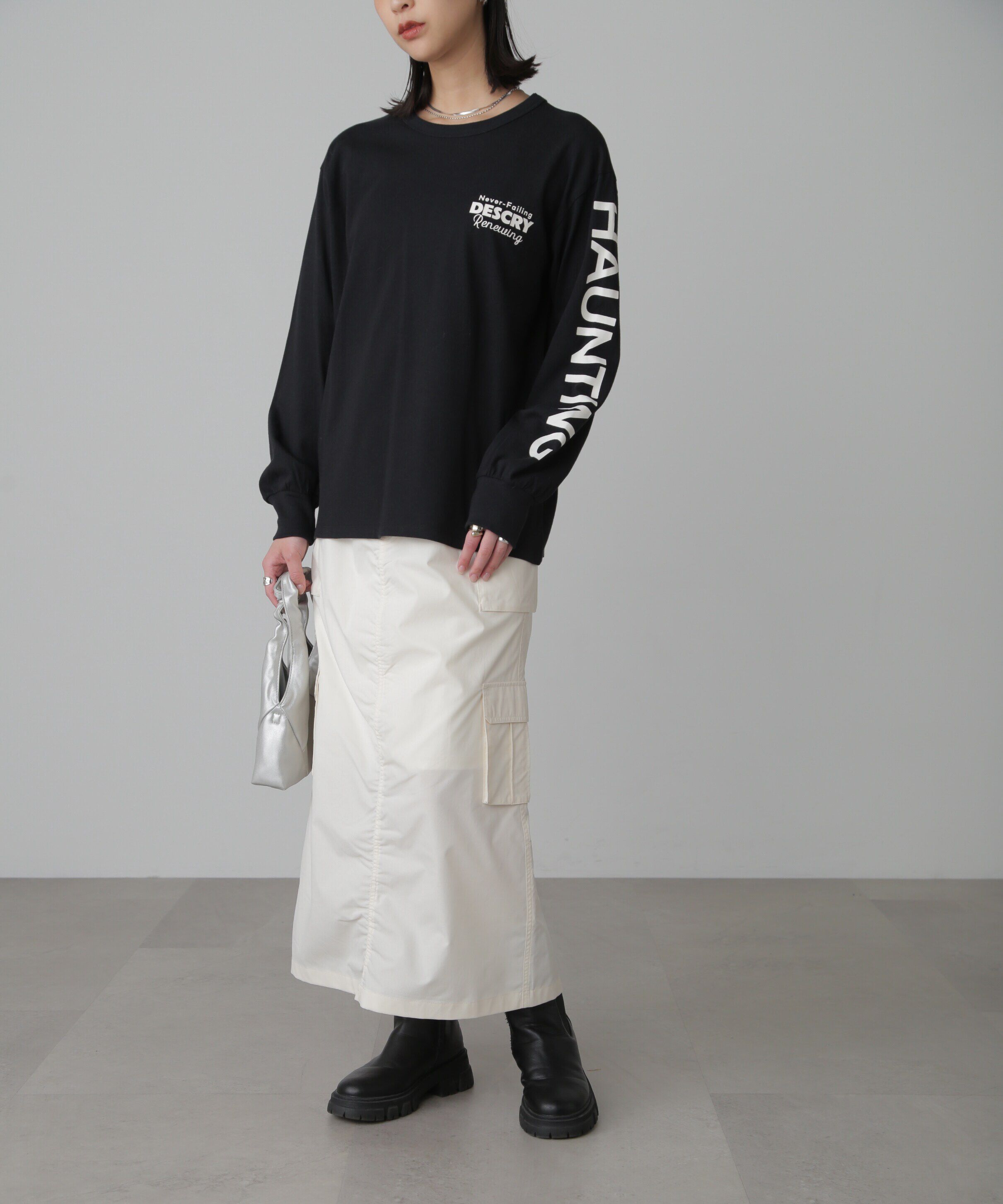  「袖ロゴプリントロングＴシャツ」|Tシャツ・カットソー|