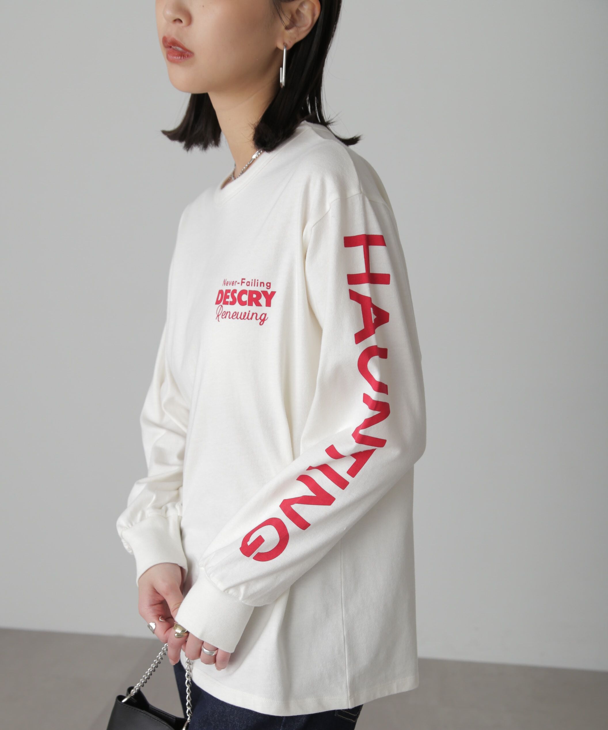  「袖ロゴプリントロングＴシャツ」|Tシャツ・カットソー|