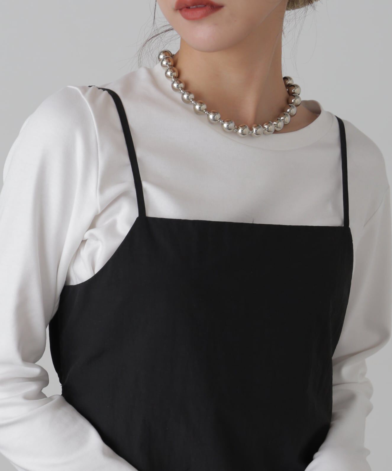  「バックオープンナイロンジャンパースカート」|ワンピース|