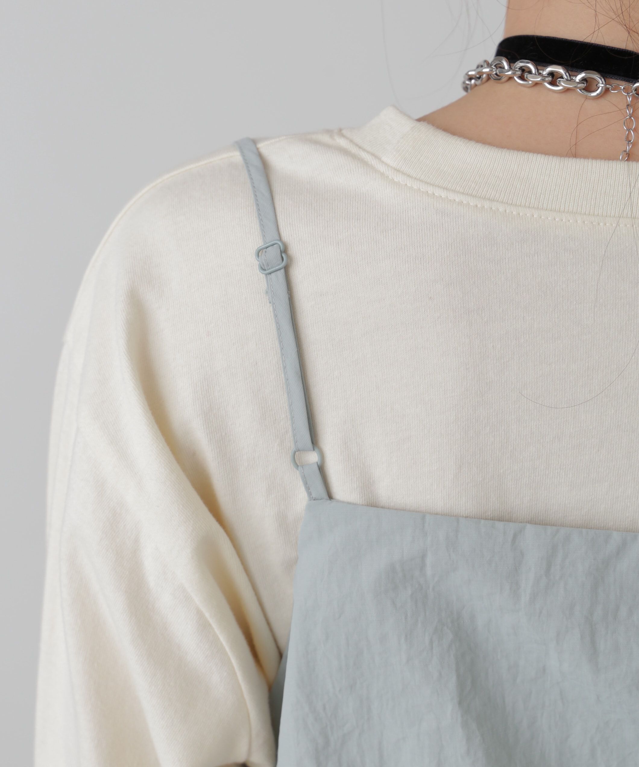  「バックオープンナイロンジャンパースカート」|ワンピース|