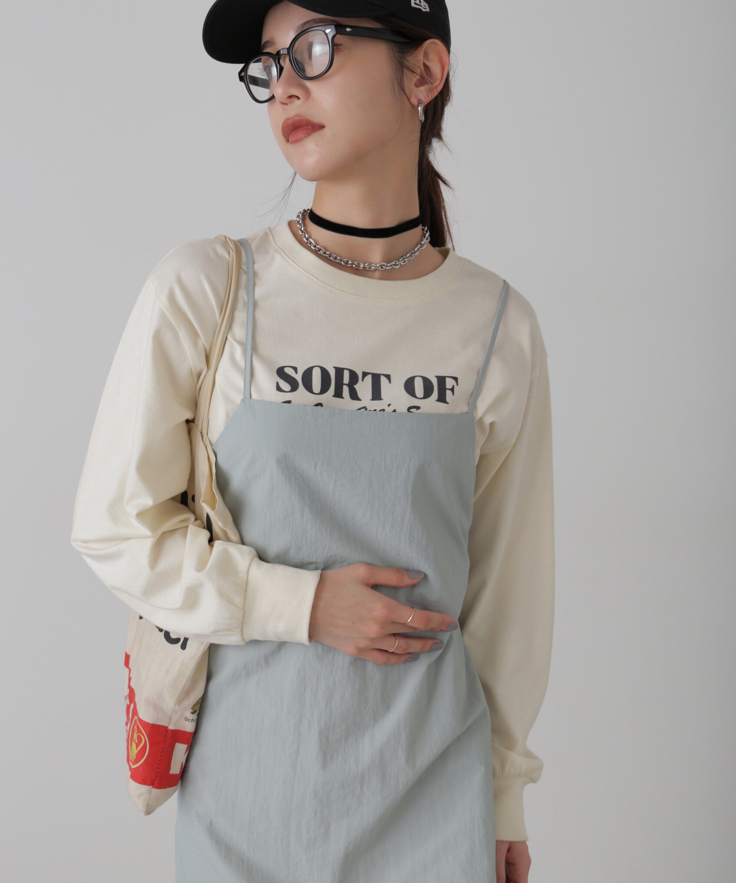  「バックオープンナイロンジャンパースカート」|ワンピース|