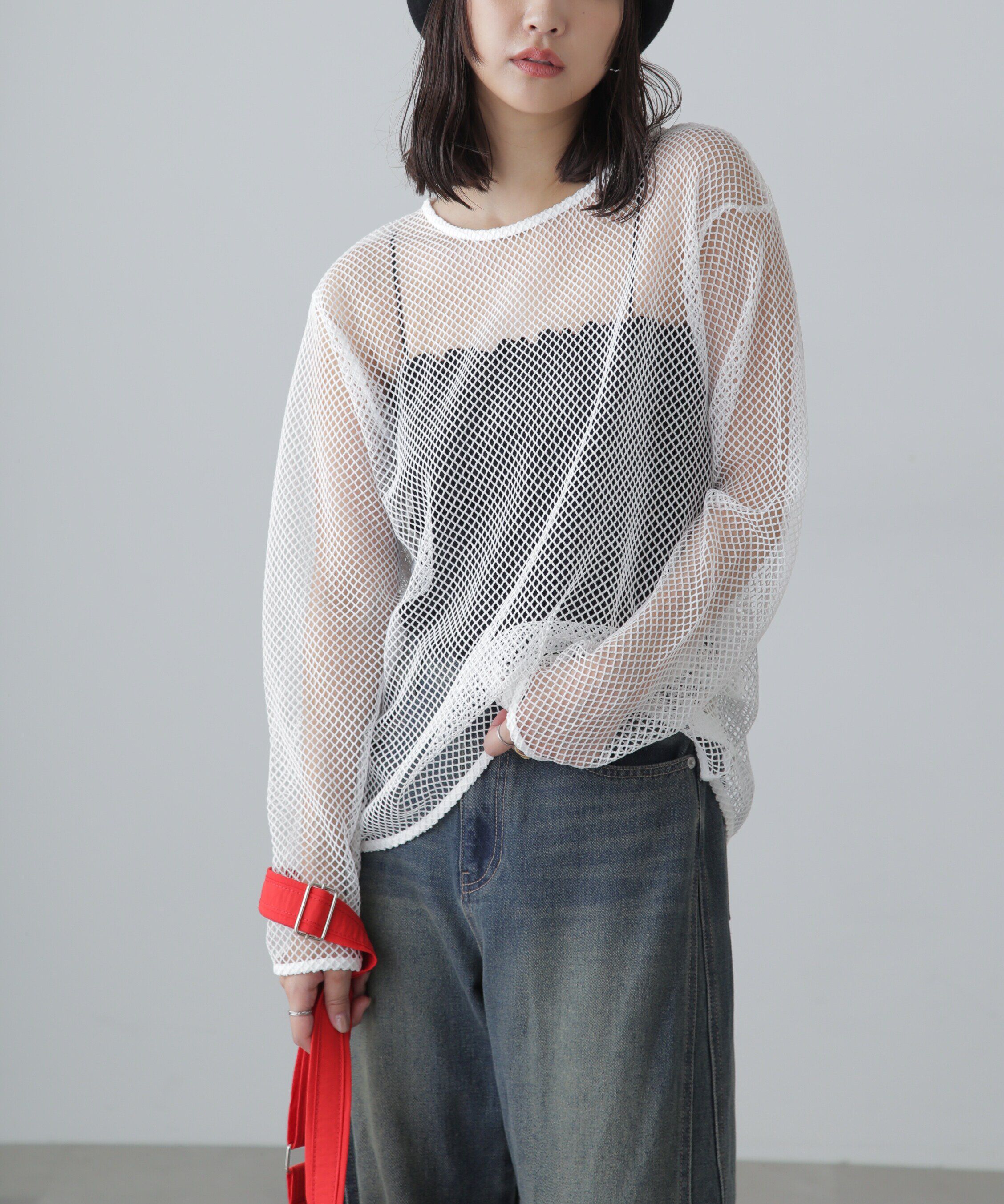  「メッシュロングTシャツ」|Tシャツ・カットソー|