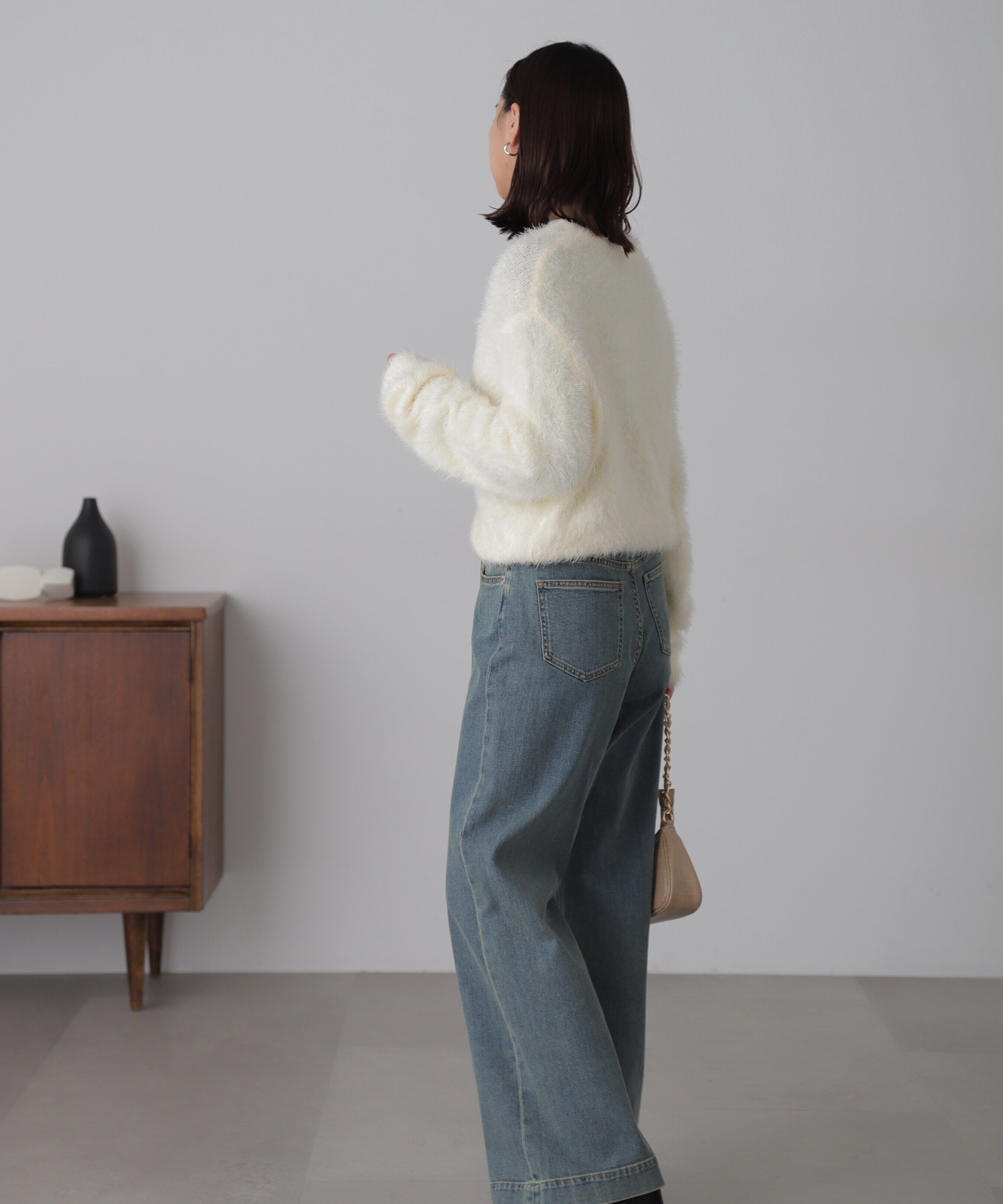  「Vネックフェザーショート丈カーディガン」|ニット・セーター|