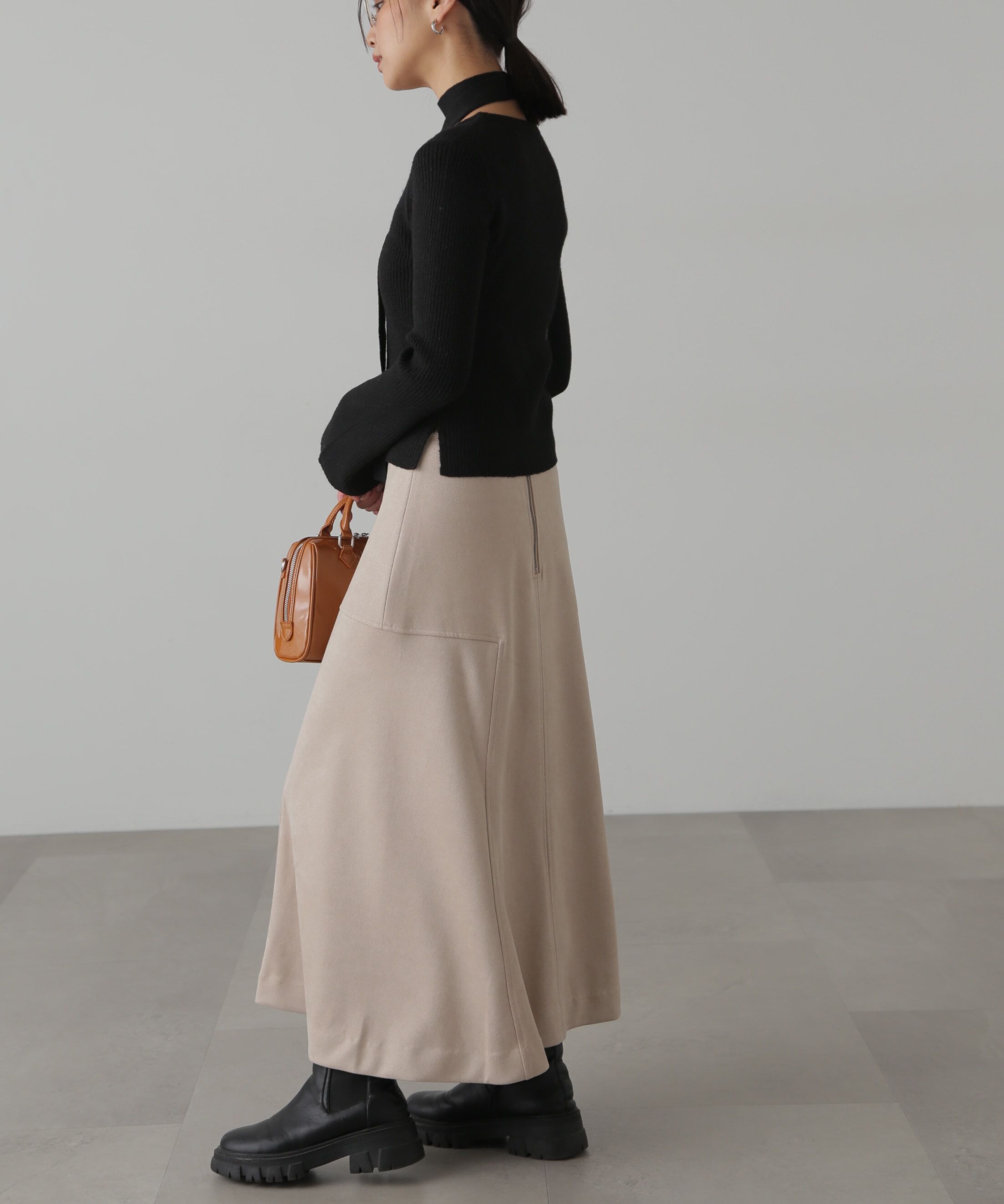  「ボウタイ付きリブニット」|ニット・セーター|