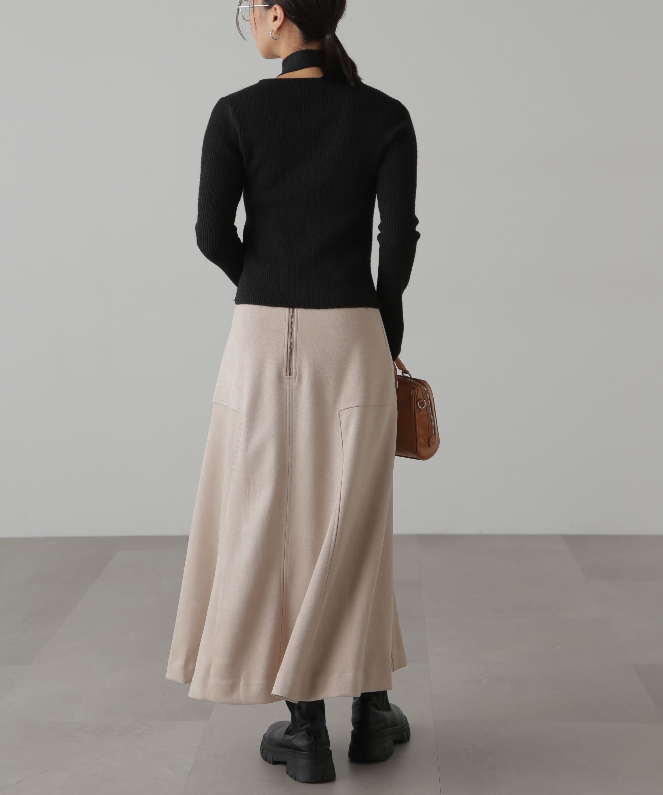  「ボウタイ付きリブニット」|ニット・セーター|