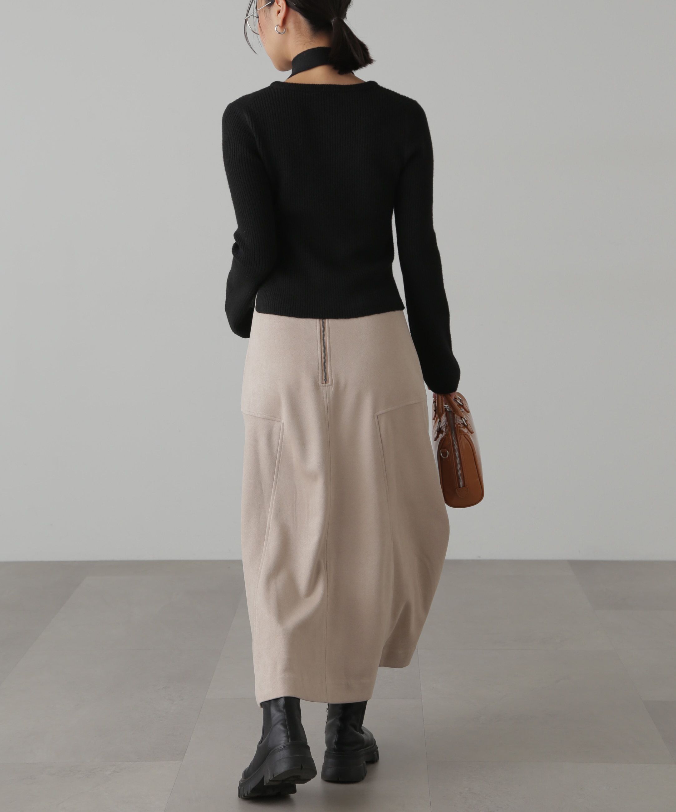  「ボウタイ付きリブニット」|ニット・セーター|