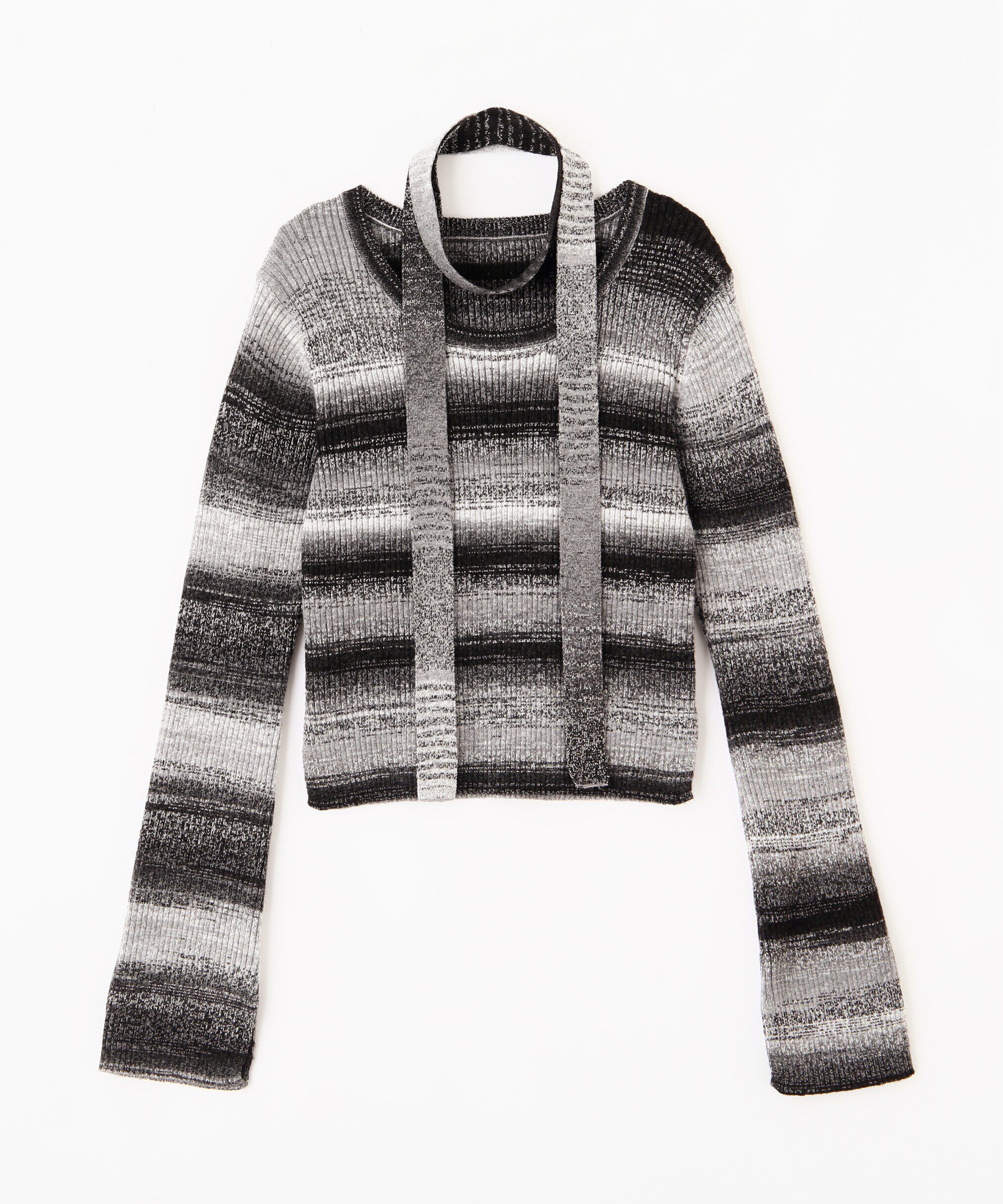  「ボウタイ付きリブニット」|ニット・セーター|