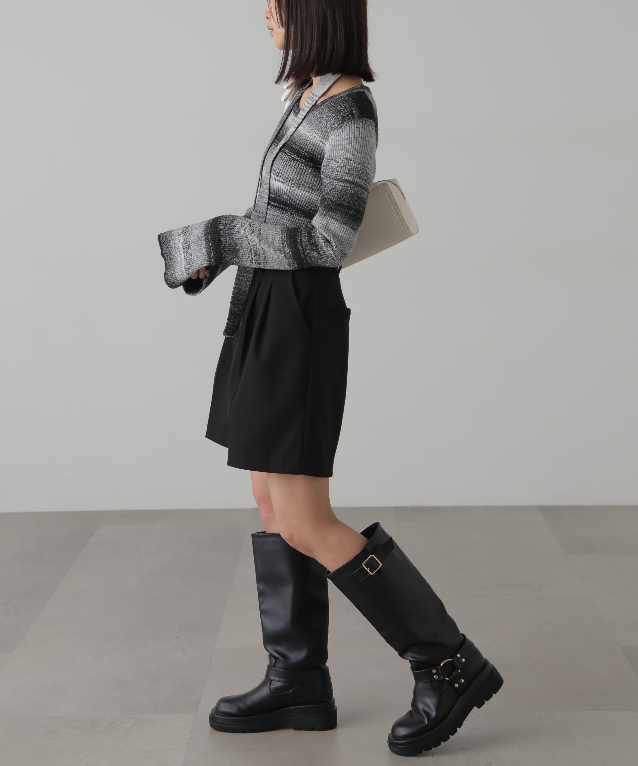  「ボウタイ付きリブニット」|ニット・セーター|