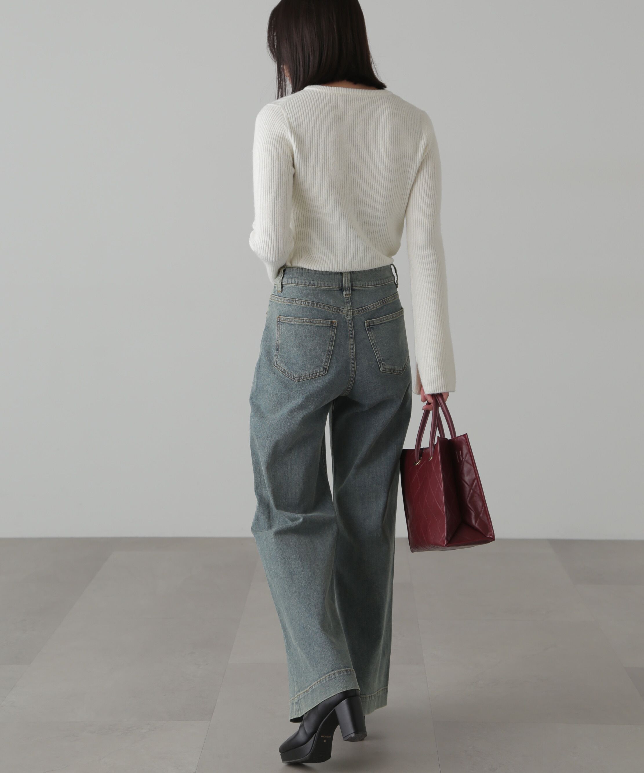  「ボウタイ付きリブニット」|ニット・セーター|