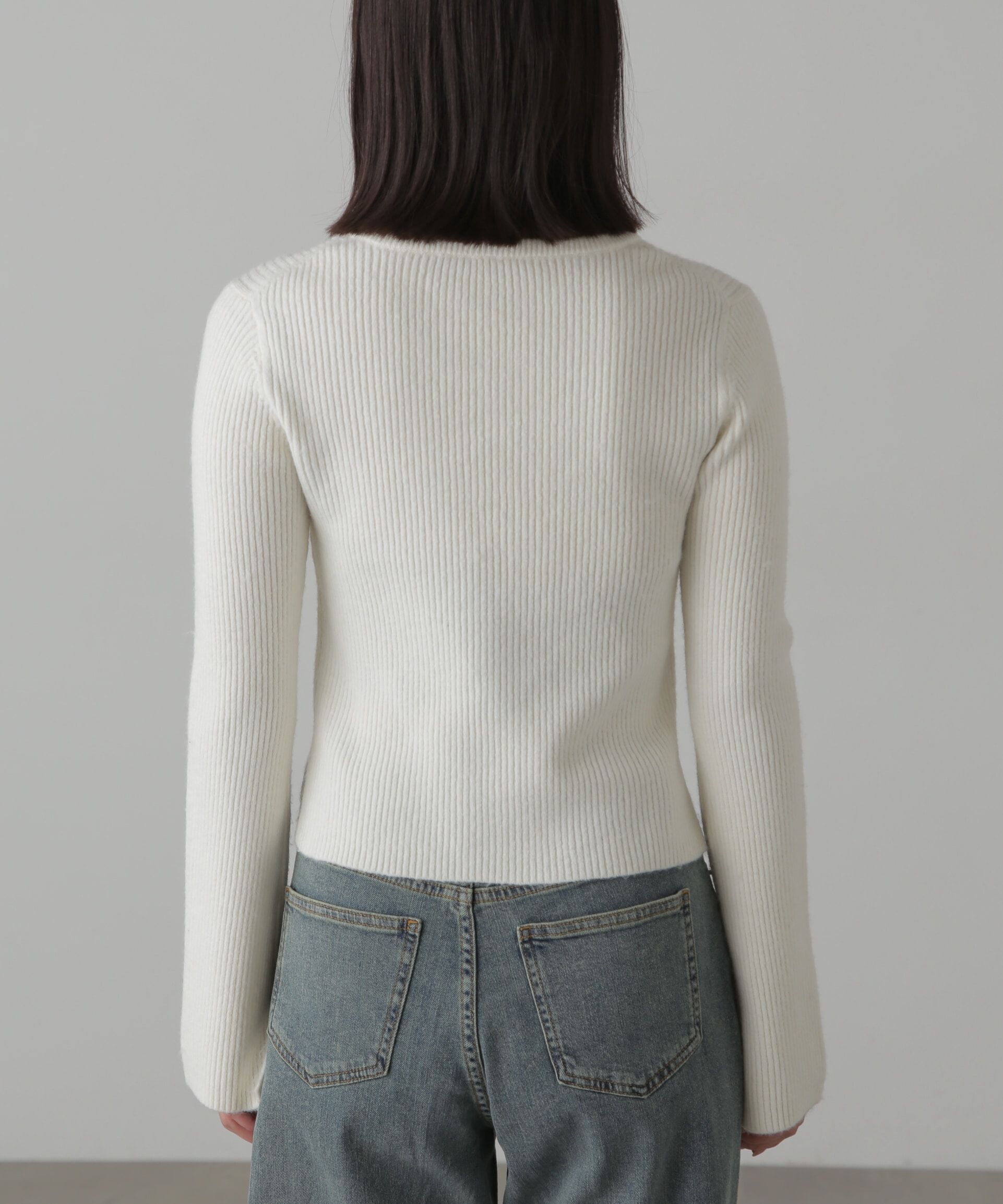  「ボウタイ付きリブニット」|ニット・セーター|