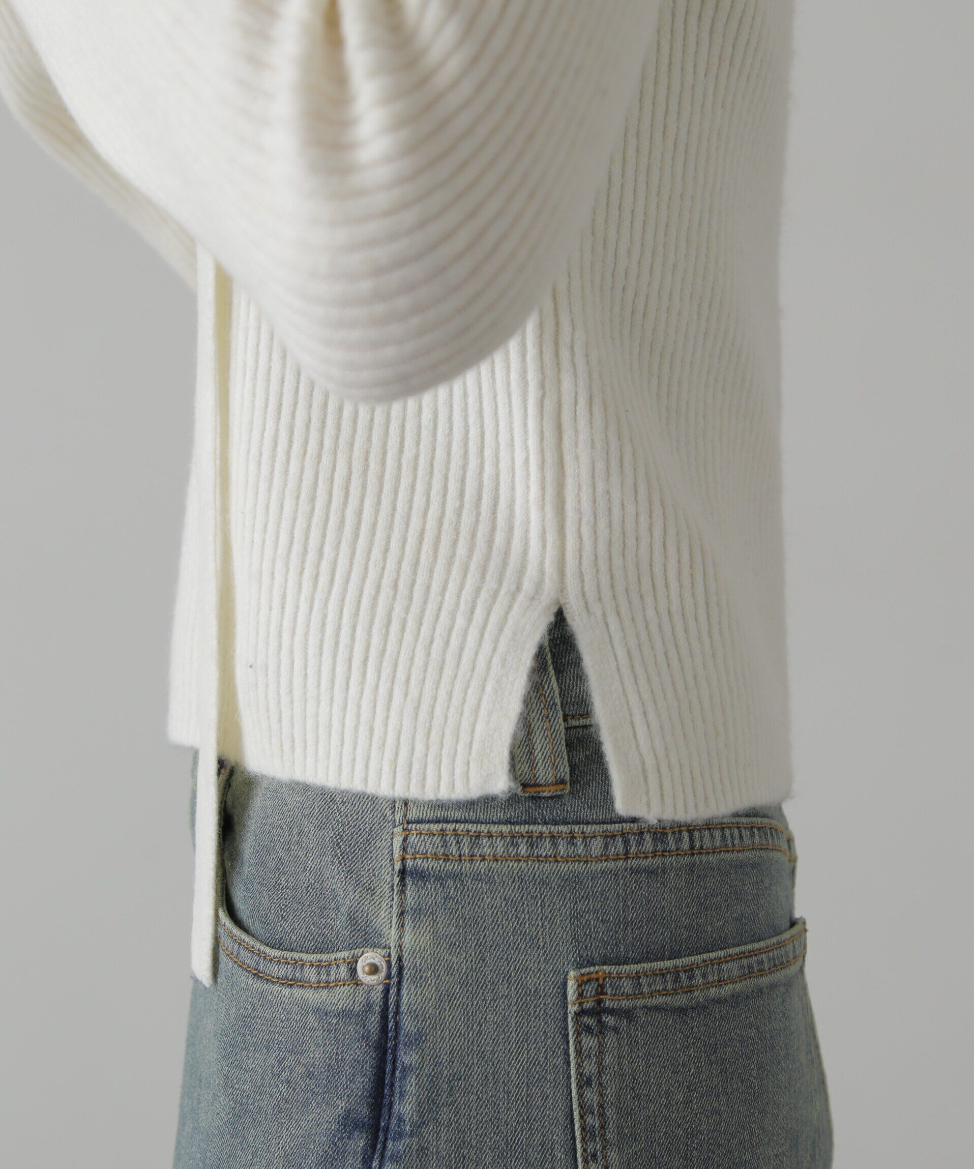  「ボウタイ付きリブニット」|ニット・セーター|