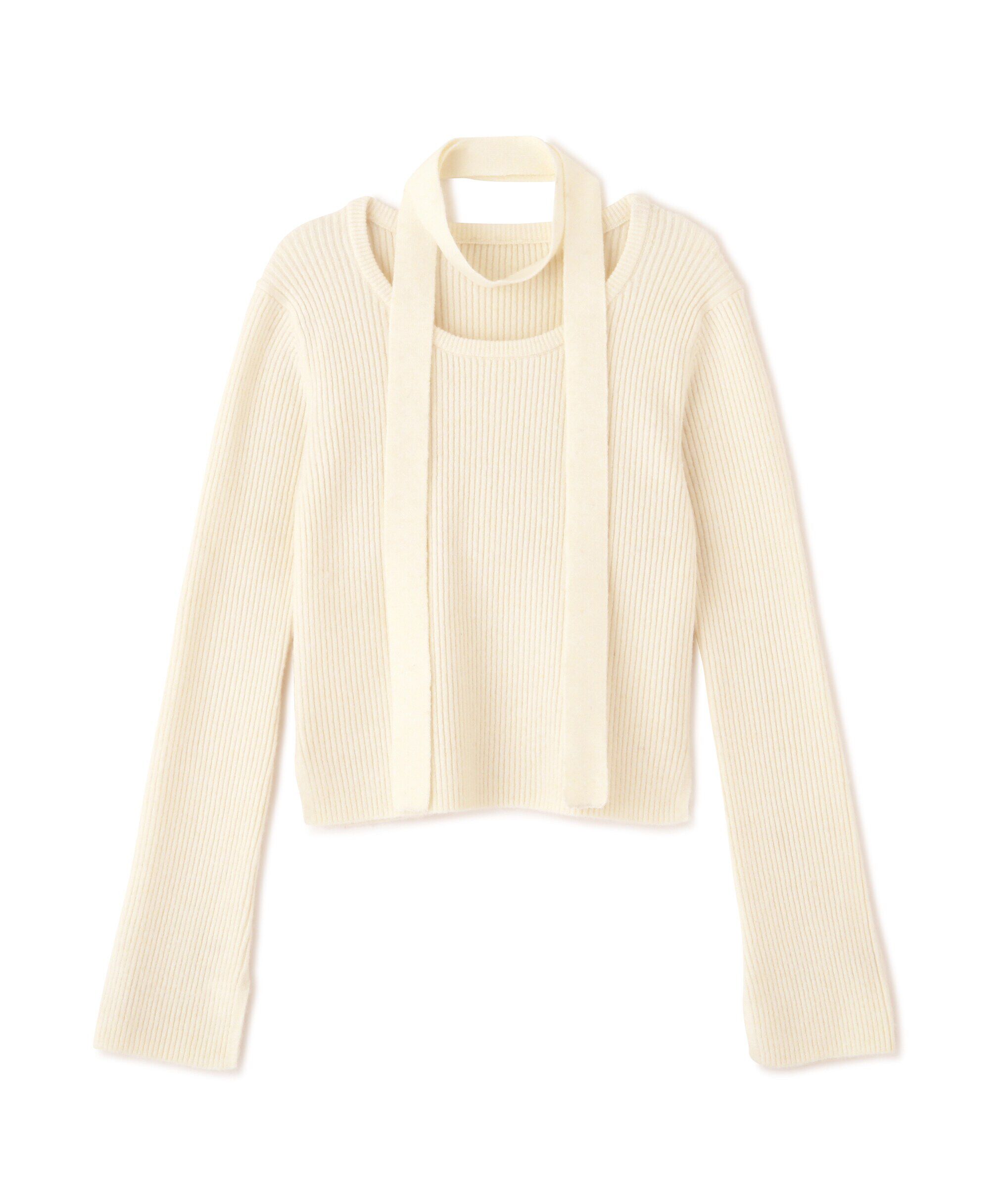  「ボウタイ付きリブニット」|ニット・セーター|