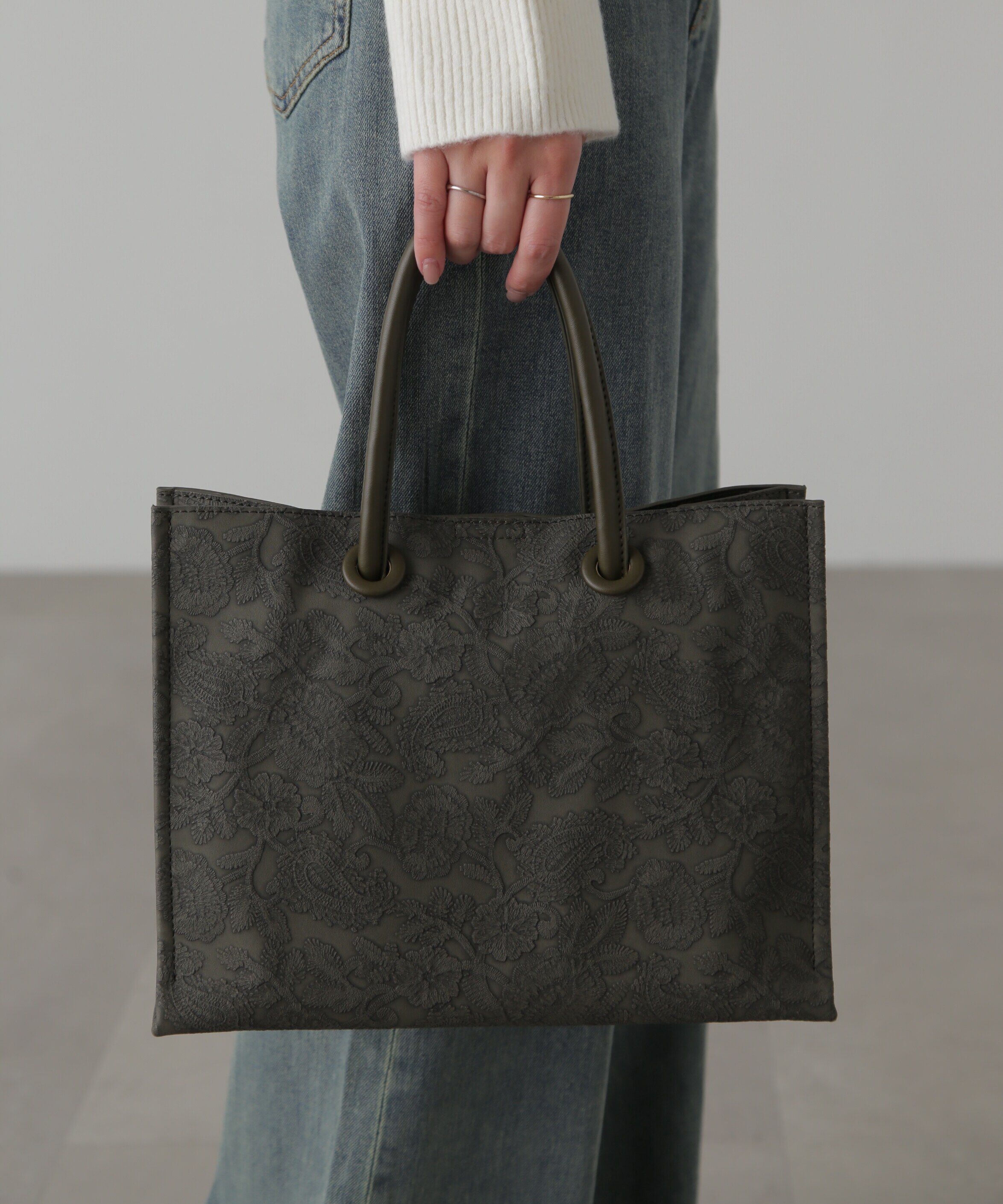  「エンボスペイズリーバッグ」|その他|カーキ