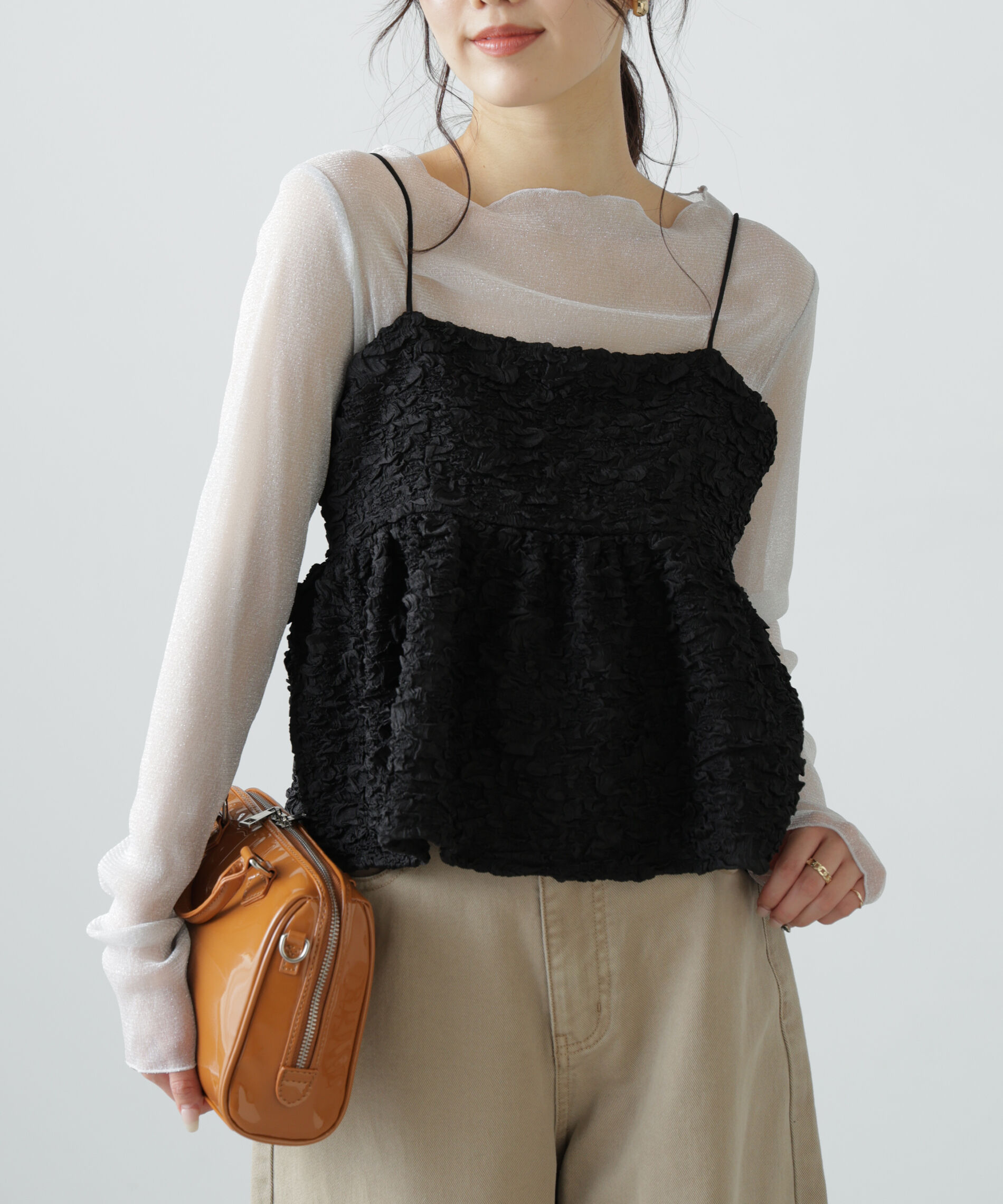  「ぽこぽこジャガードキャミソールビスチェ」|シャツ・ブラウス|