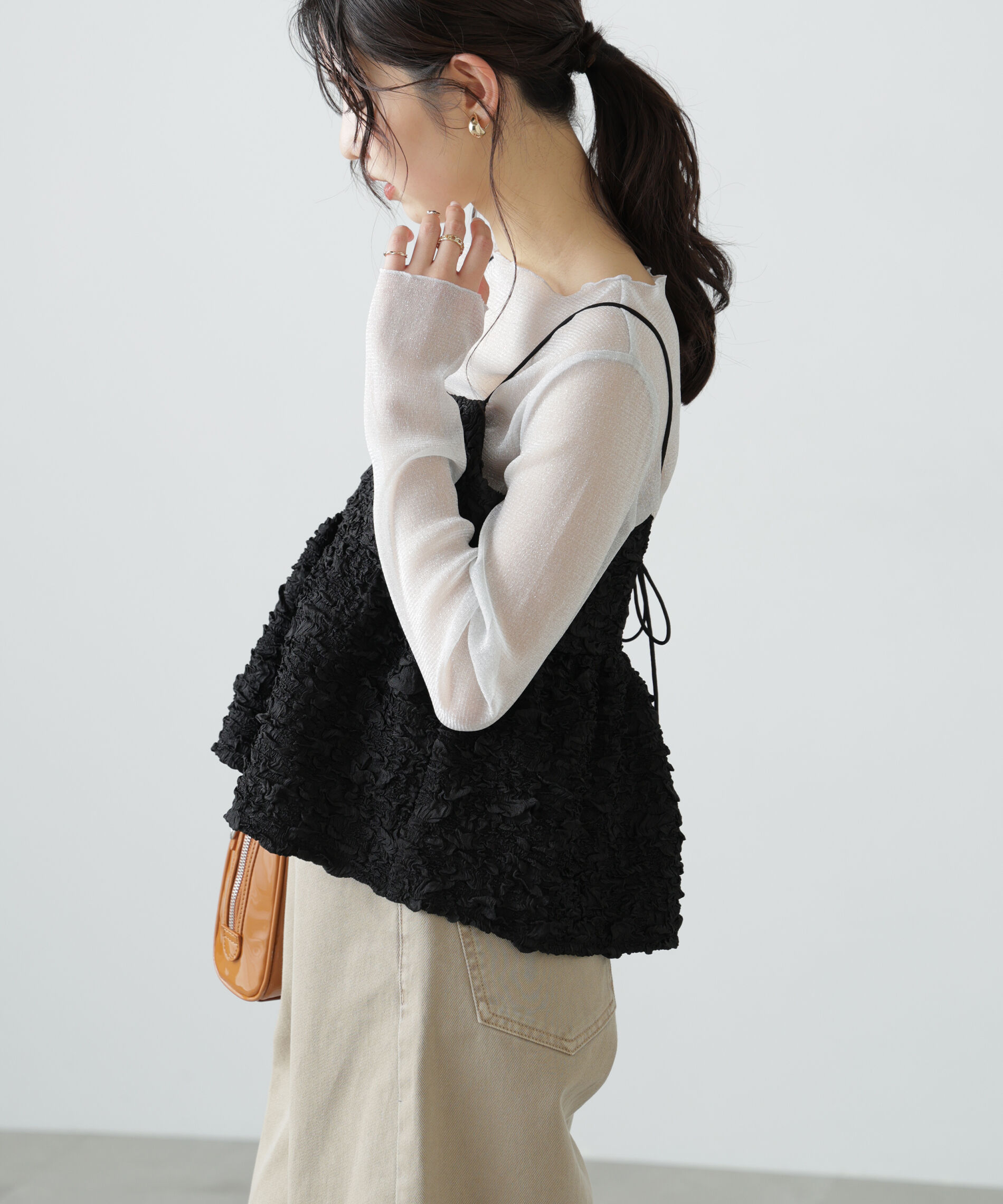  「ぽこぽこジャガードキャミソールビスチェ」|シャツ・ブラウス|