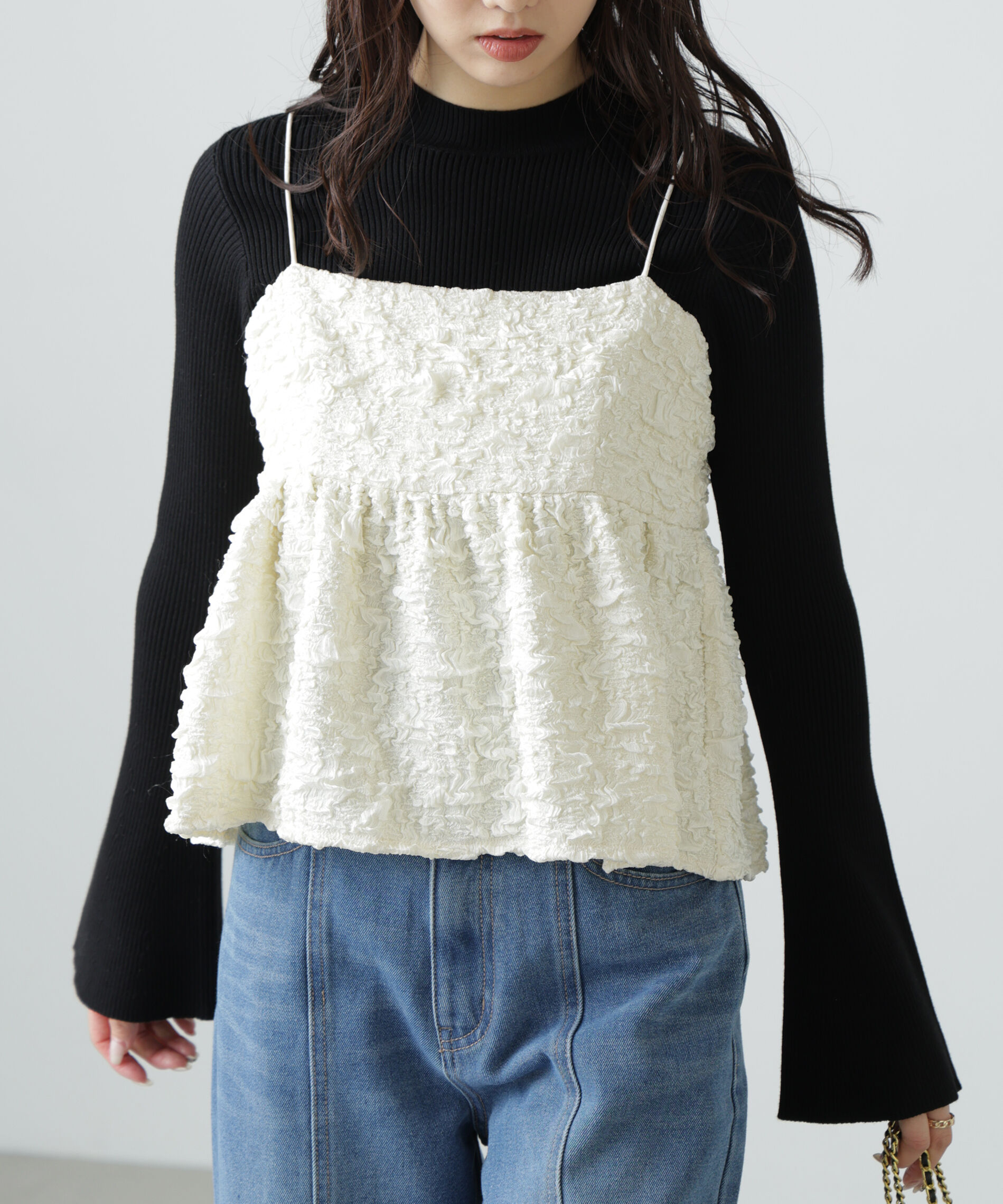  「ぽこぽこジャガードキャミソールビスチェ」|シャツ・ブラウス|