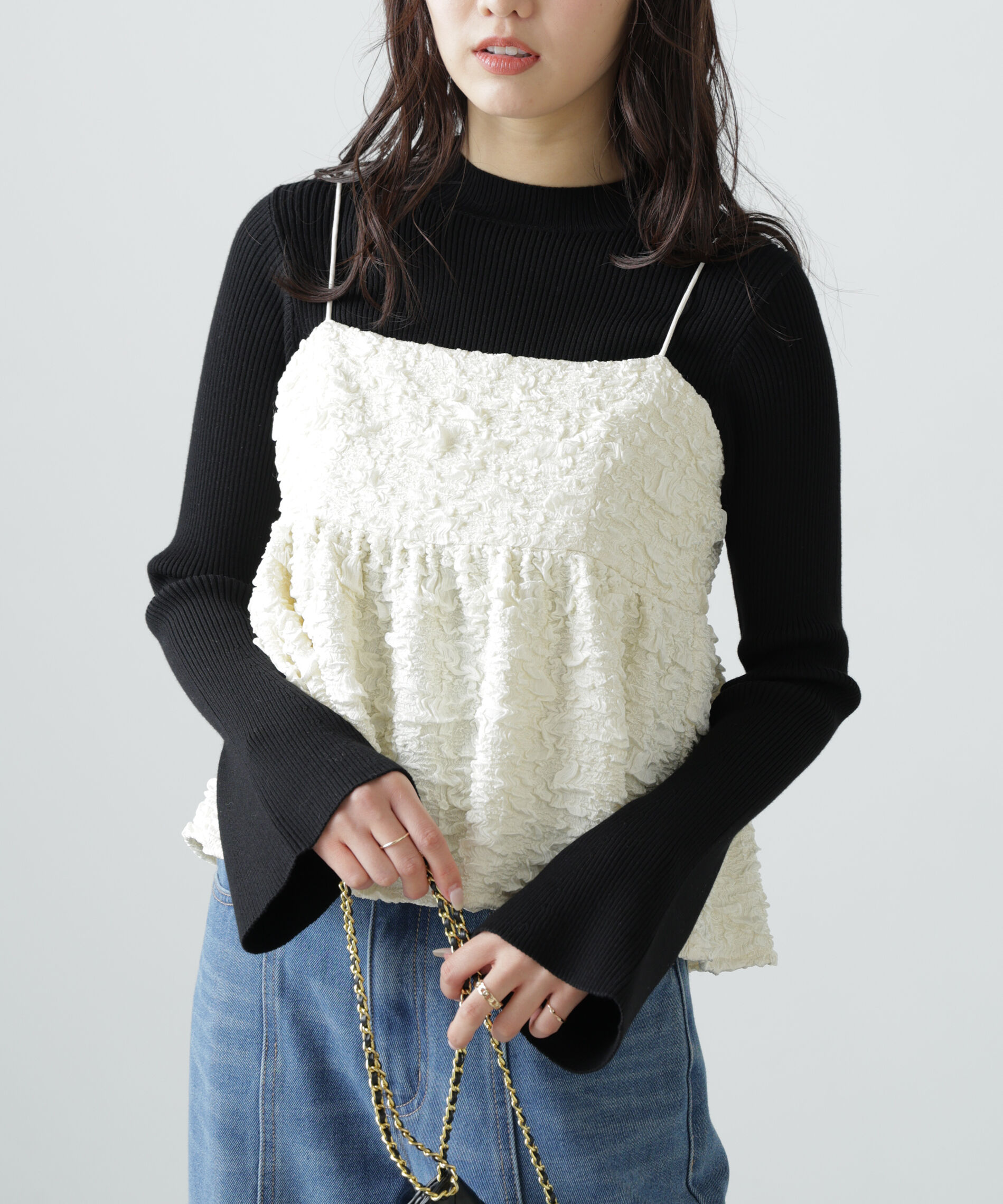  「ぽこぽこジャガードキャミソールビスチェ」|シャツ・ブラウス|