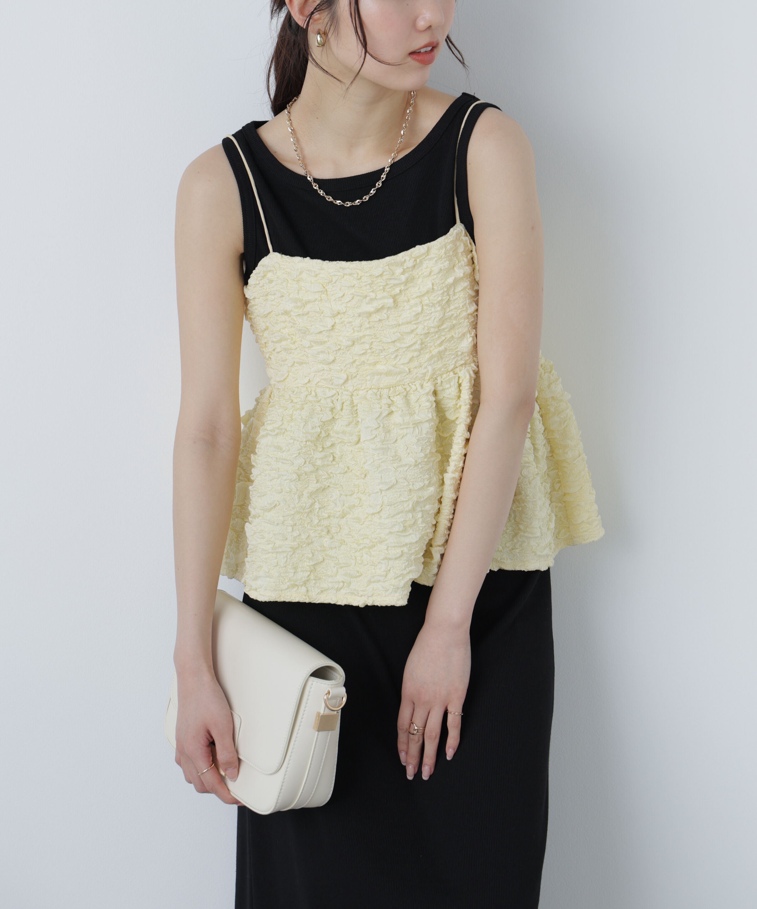  「ぽこぽこジャガードキャミソールビスチェ」|シャツ・ブラウス|イエロー