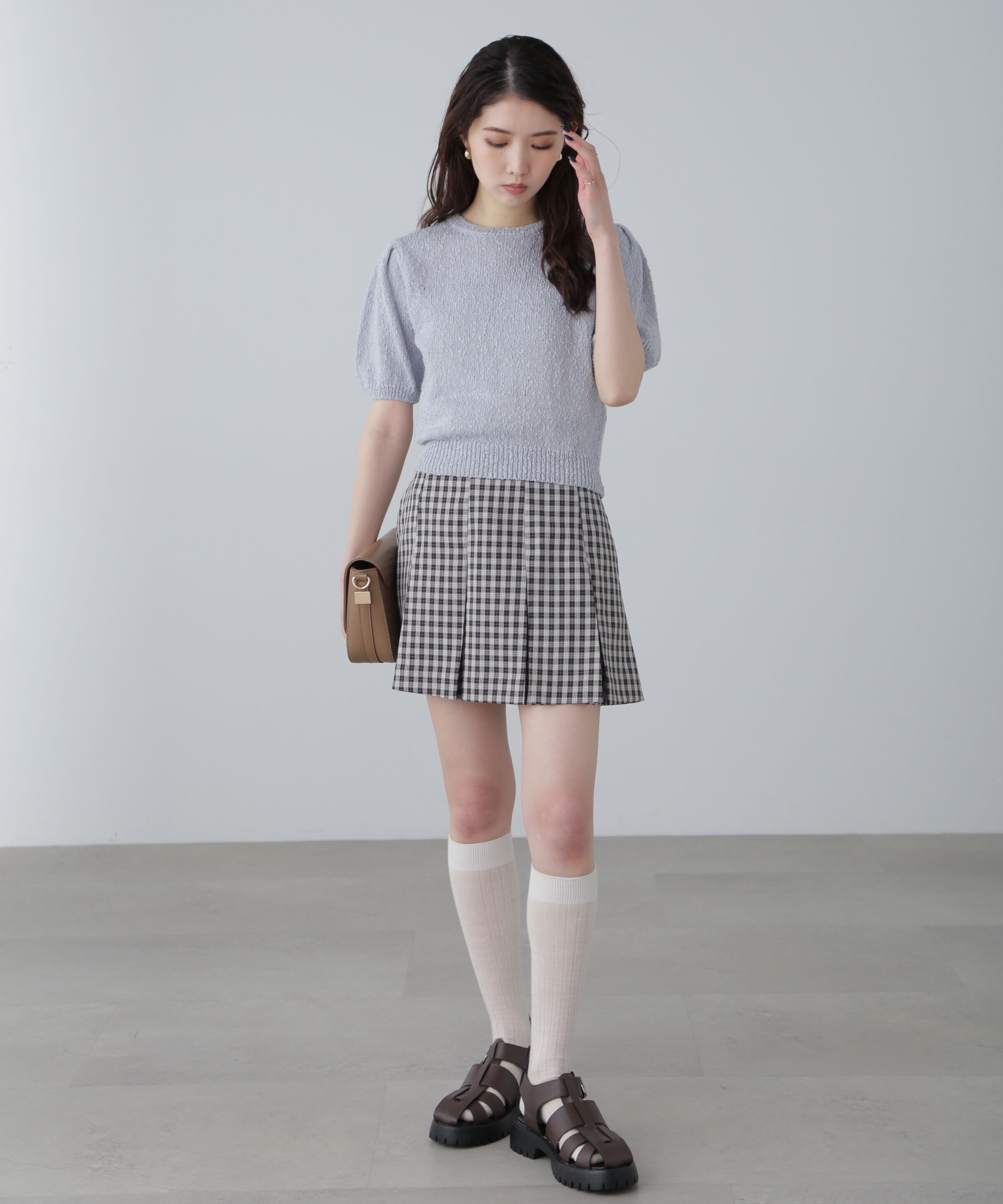  「スラブ編み半袖ニット」|ニット・セーター|