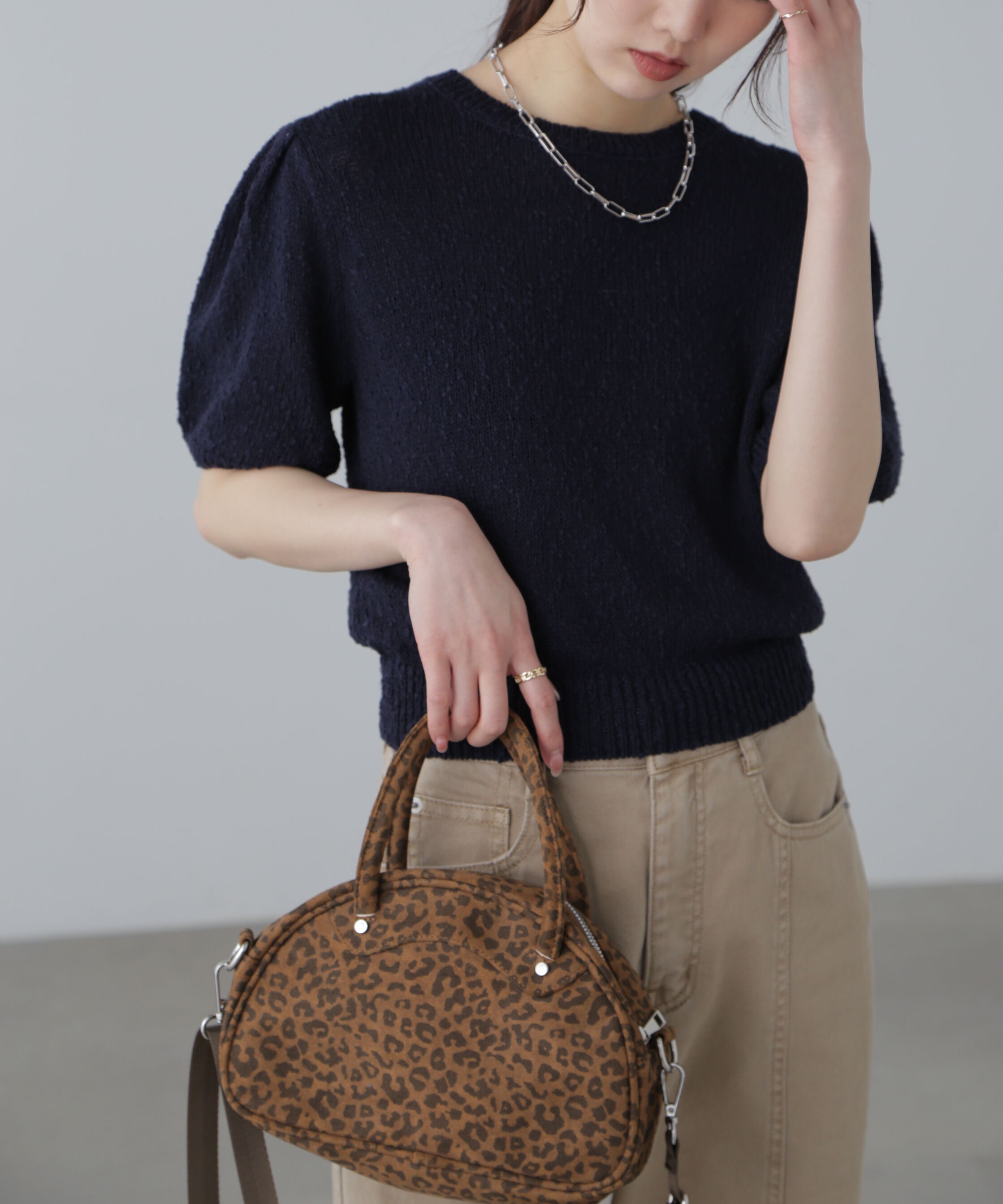  「スラブ編み半袖ニット」|ニット・セーター|