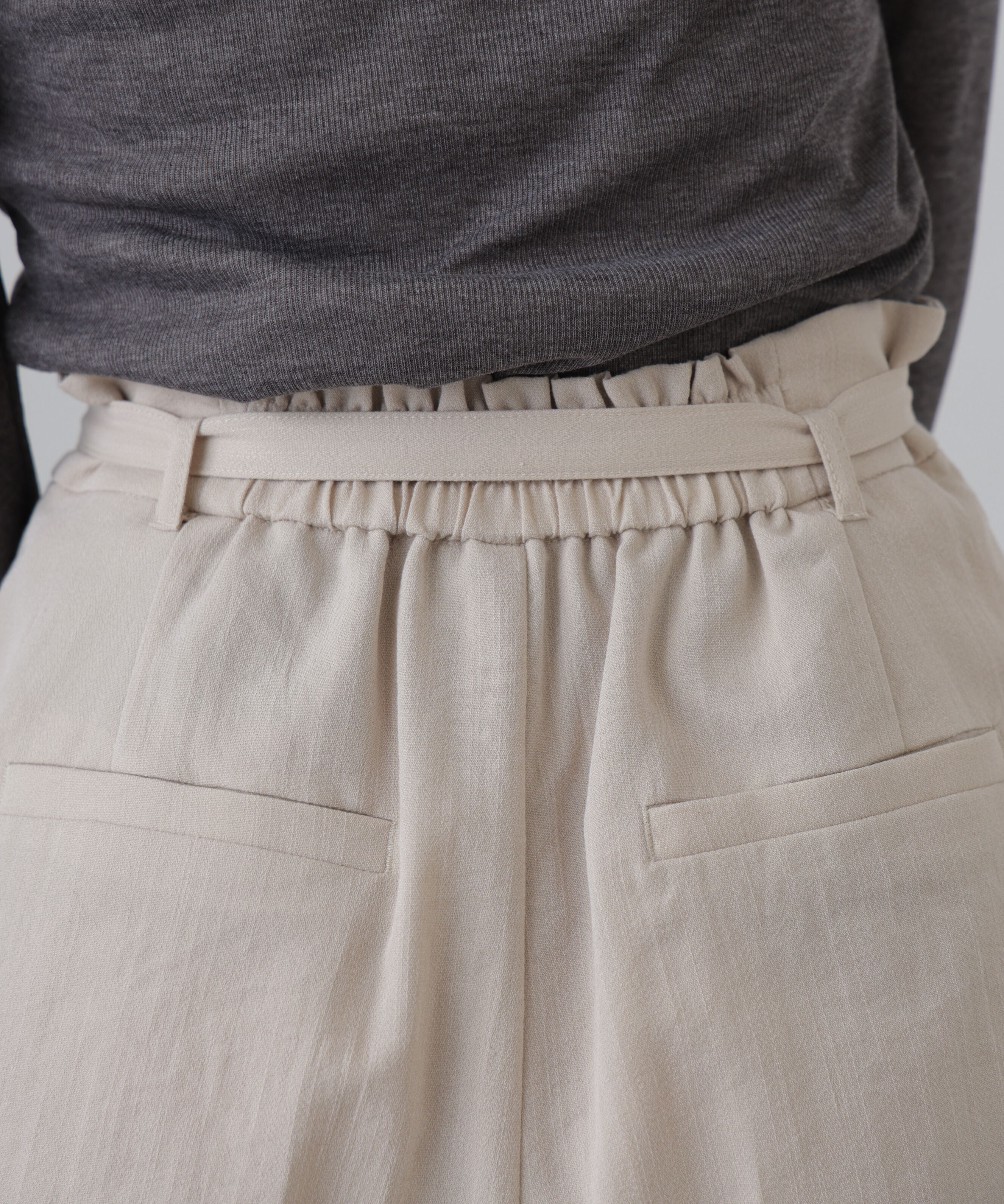  「麻調合繊タックベルト付きショートパンツ」|その他|