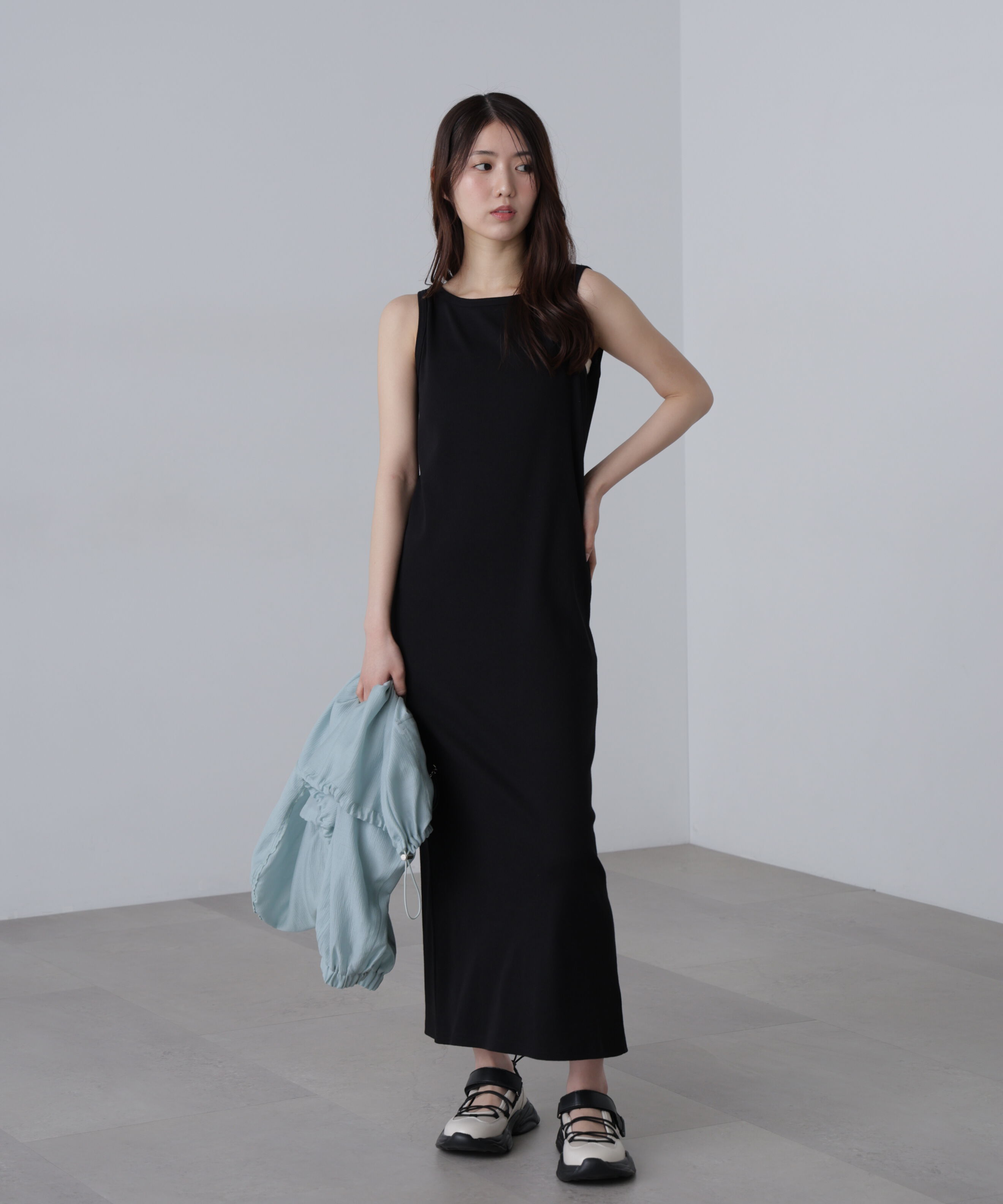  「ボートネックリブタンクトップワンピース」|ワンピース|