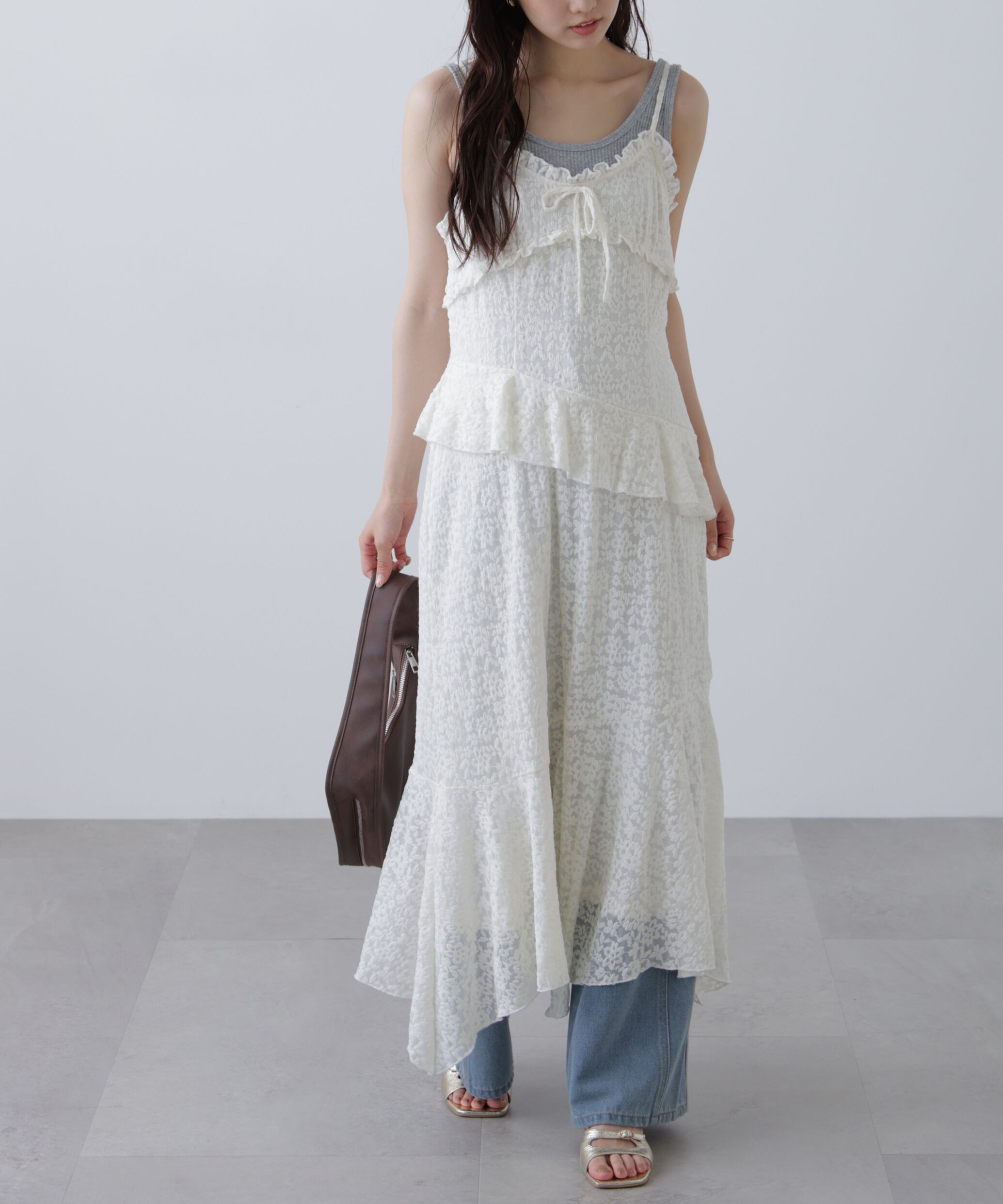  「イレヘムレースキャミワンピース」|ワンピース|オフ