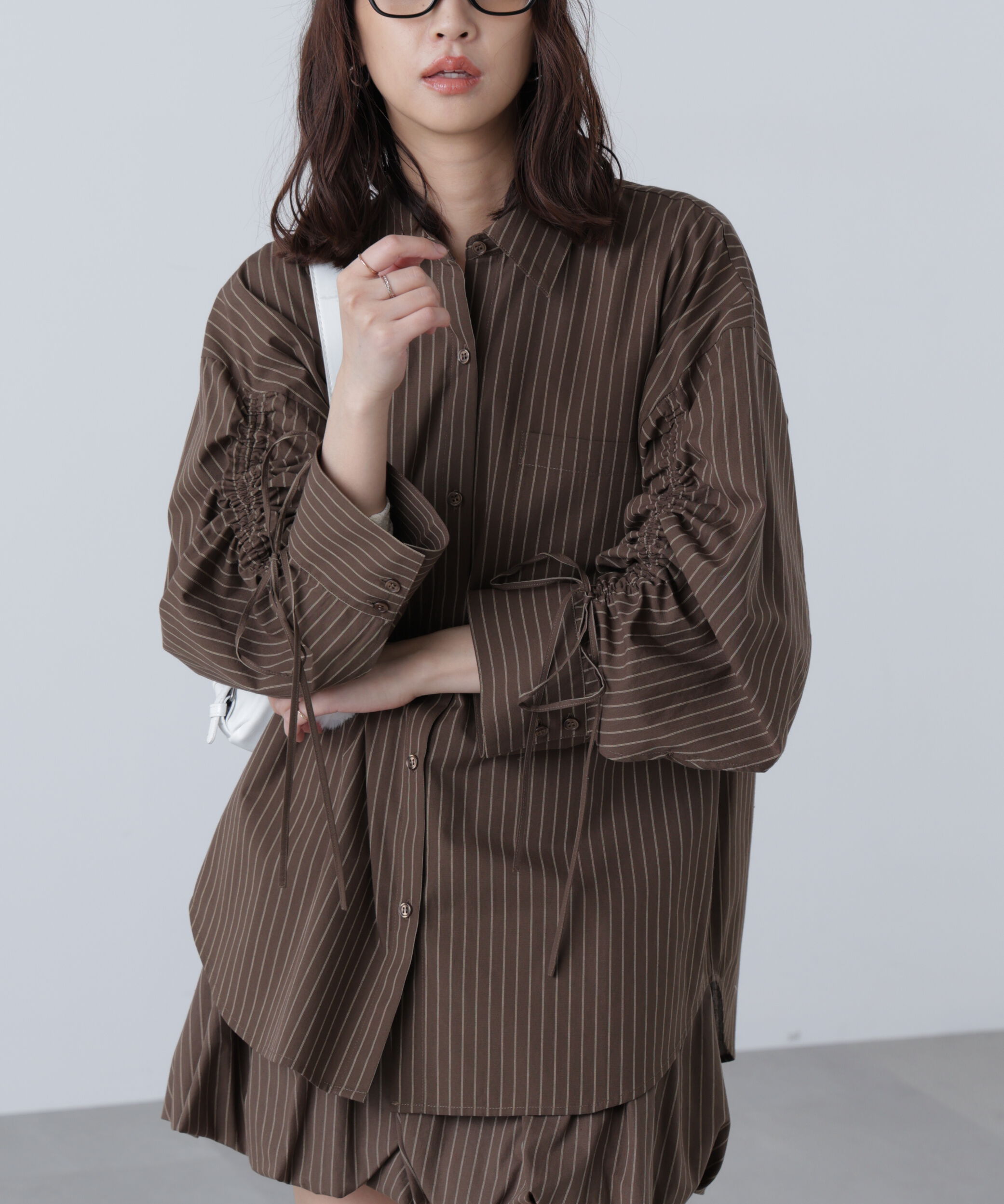  「袖シャーリングオーバーシャツ」|シャツ・ブラウス|