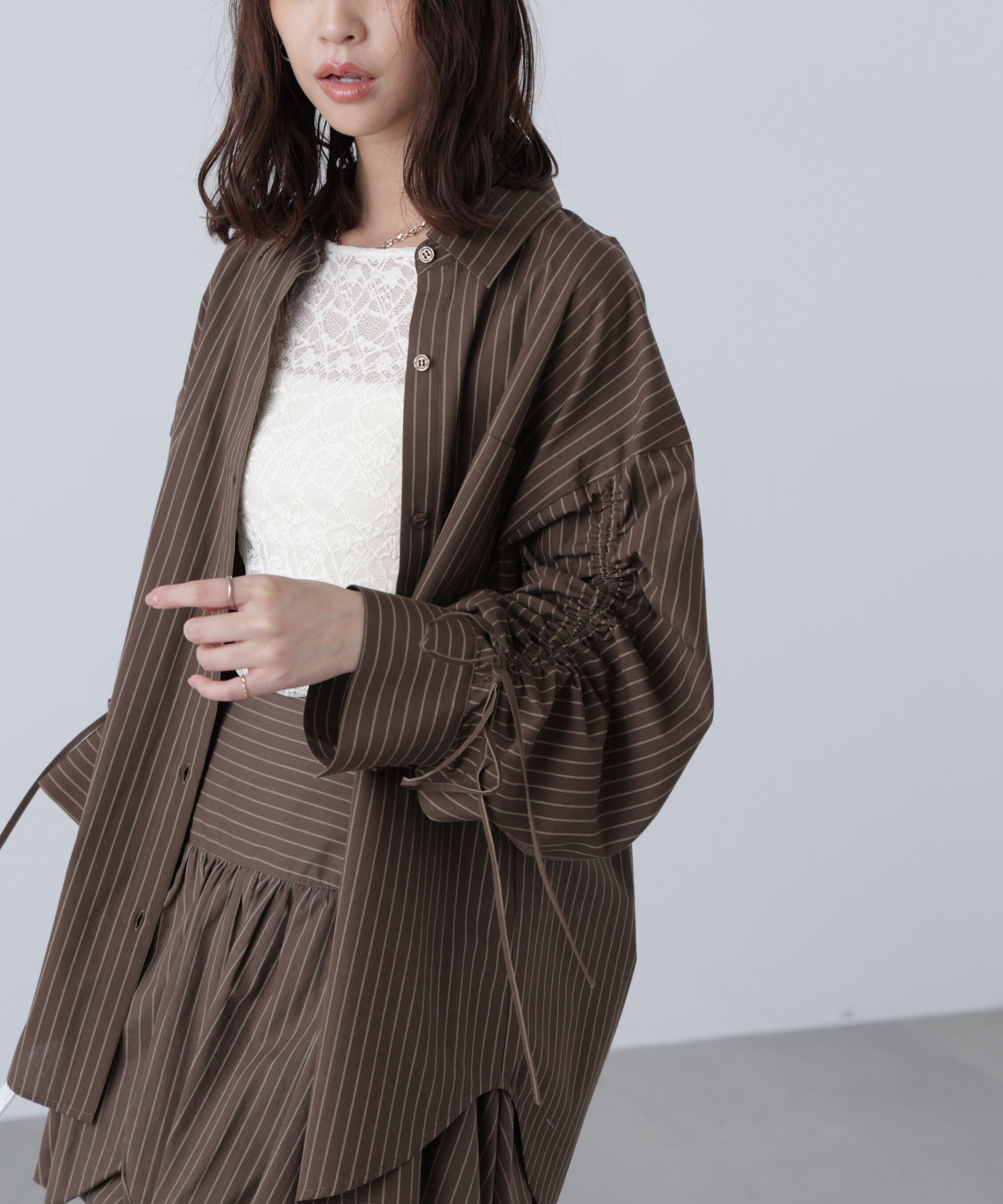  「袖シャーリングオーバーシャツ」|シャツ・ブラウス|