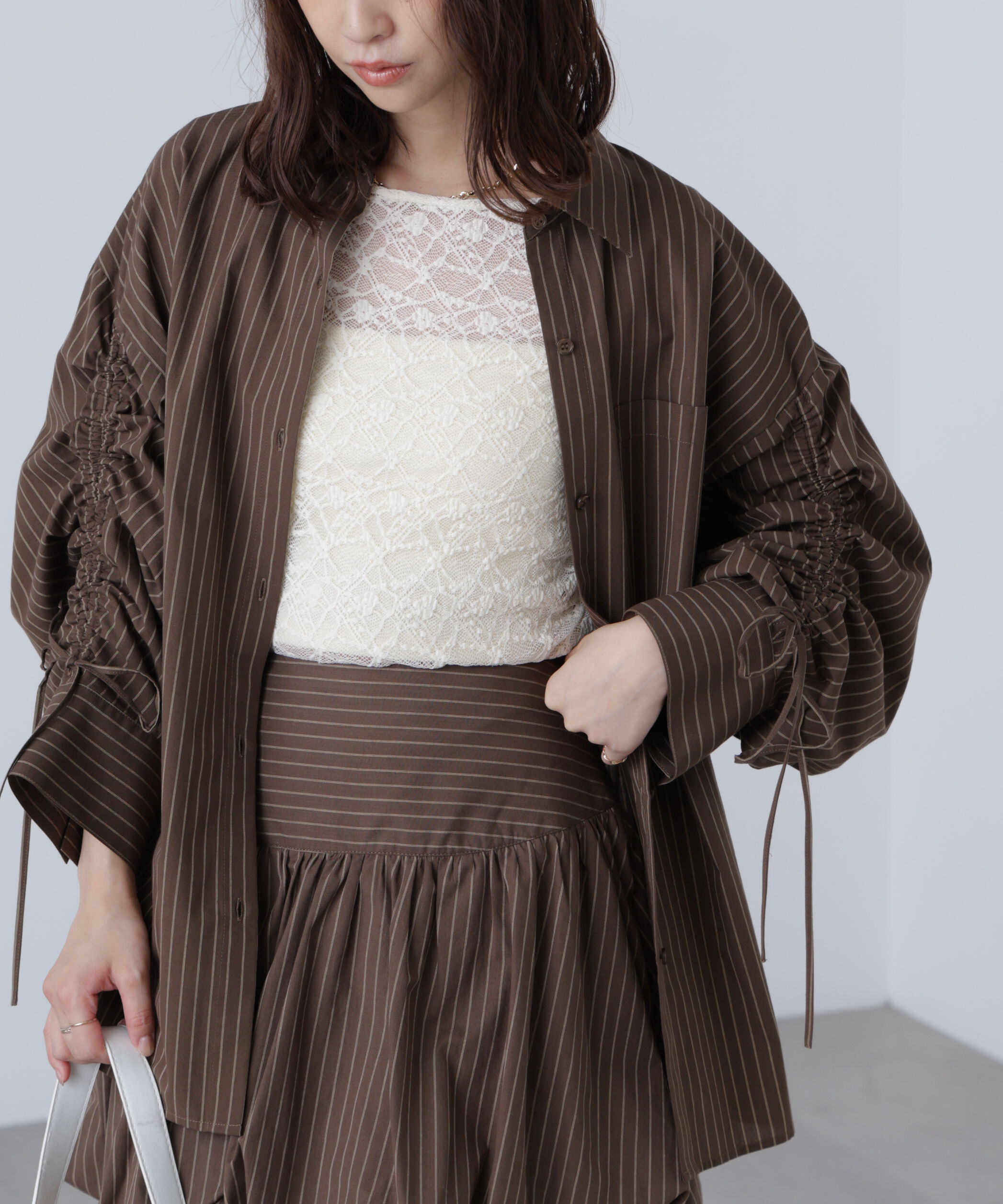  「袖シャーリングオーバーシャツ」|シャツ・ブラウス|