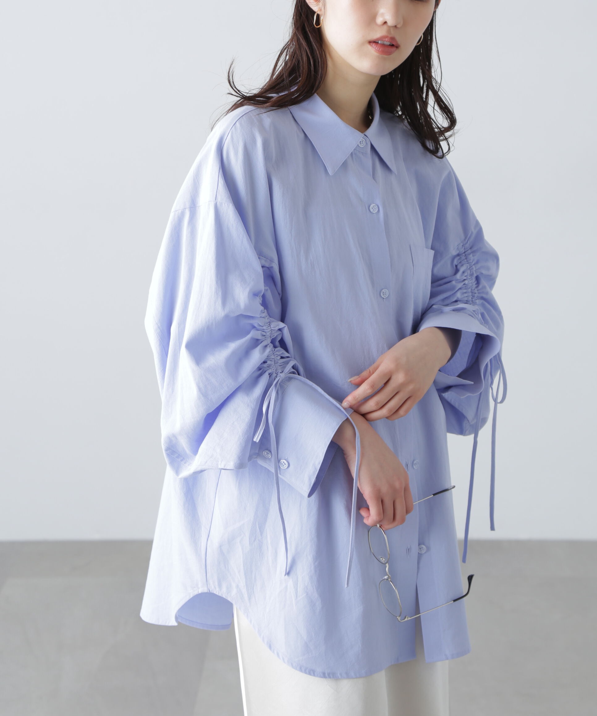  「袖シャーリングオーバーシャツ」|シャツ・ブラウス|