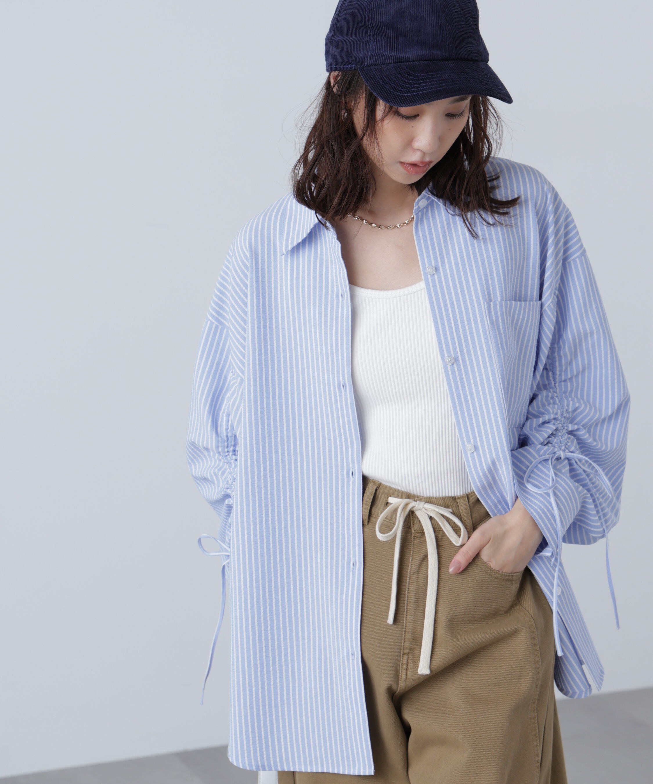  「袖シャーリングオーバーシャツ」|シャツ・ブラウス|