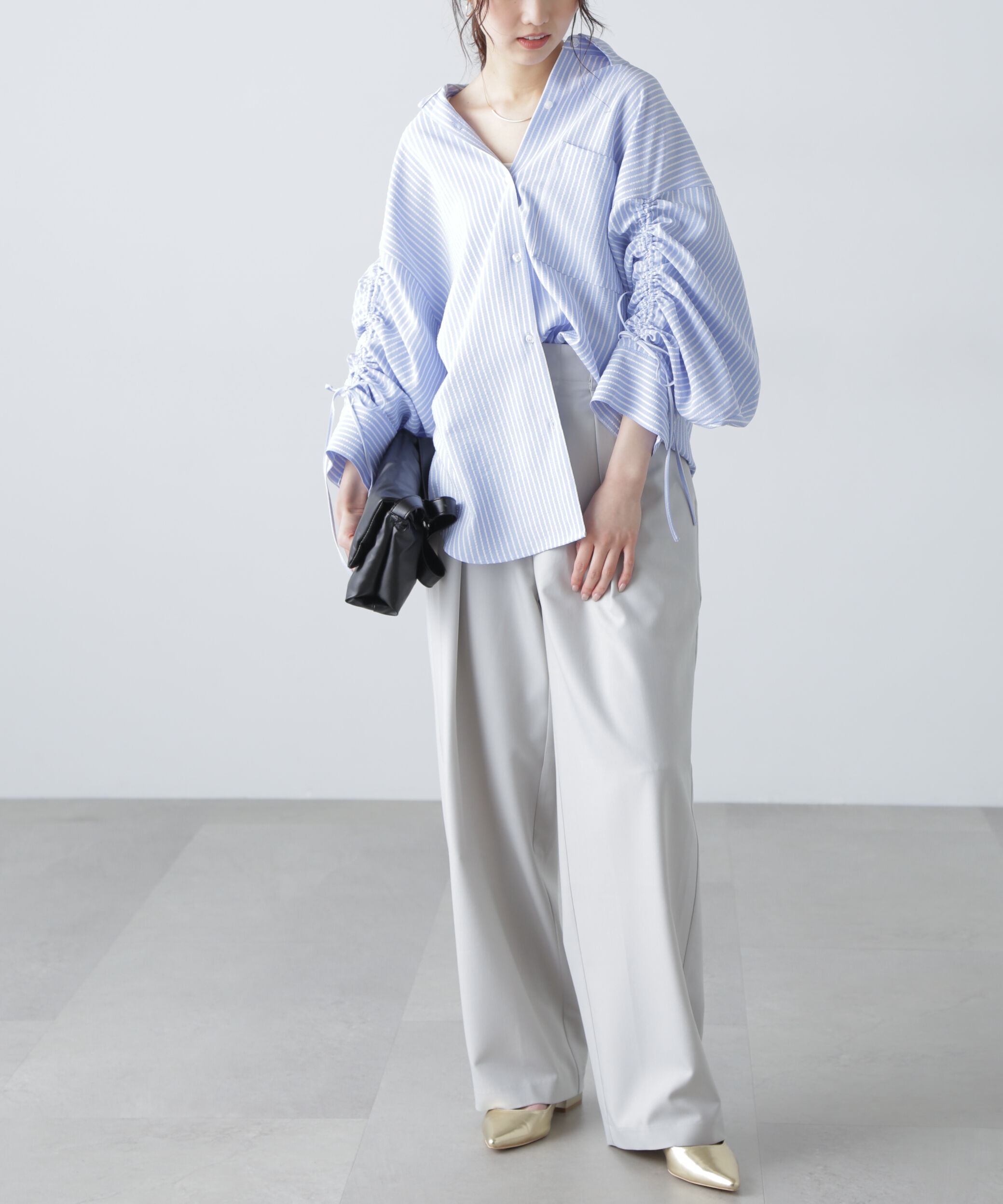  「袖シャーリングオーバーシャツ」|シャツ・ブラウス|