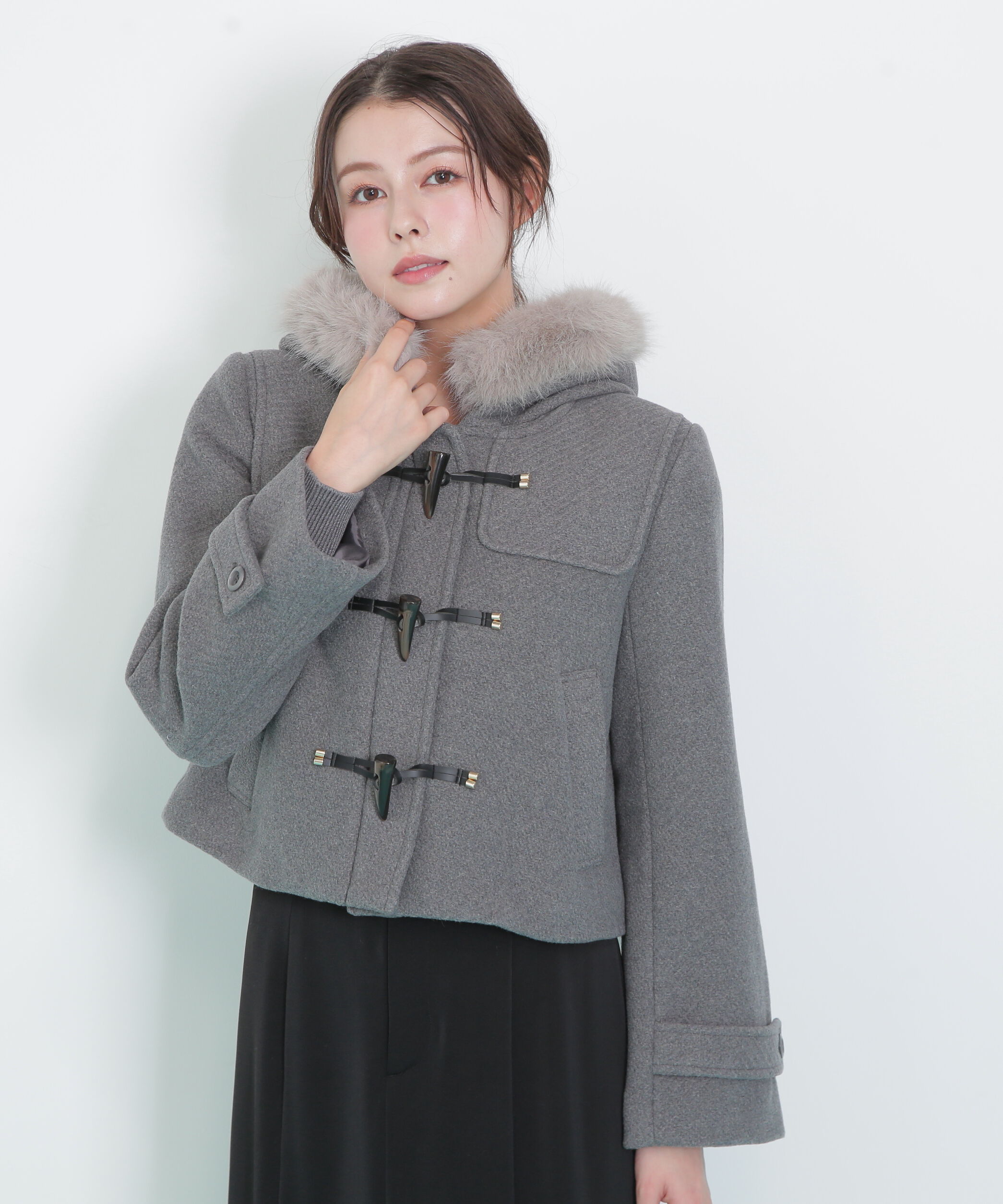  「フェイクファー付ショートダッフルコート」|その他|