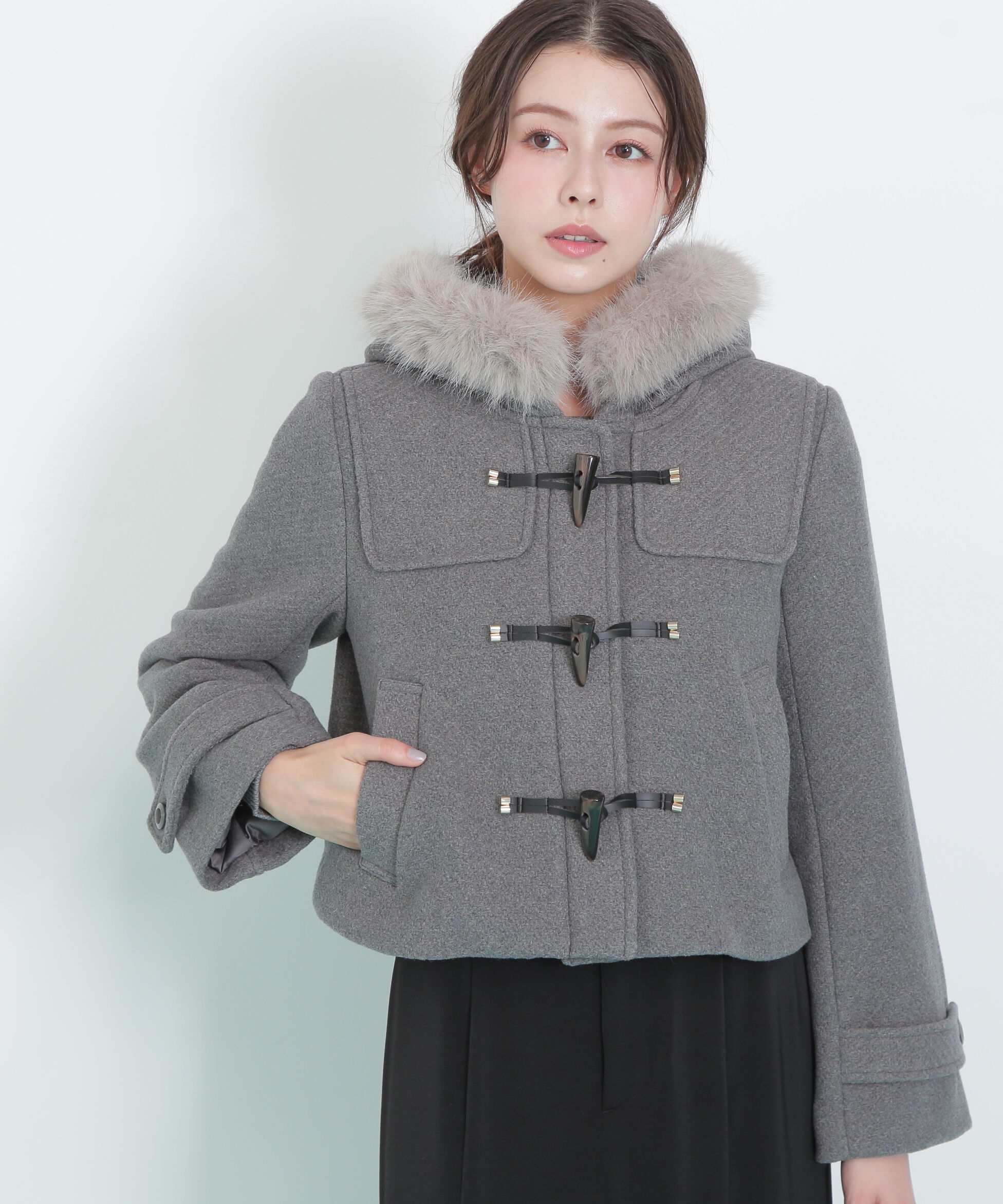  「フェイクファー付ショートダッフルコート」|その他|