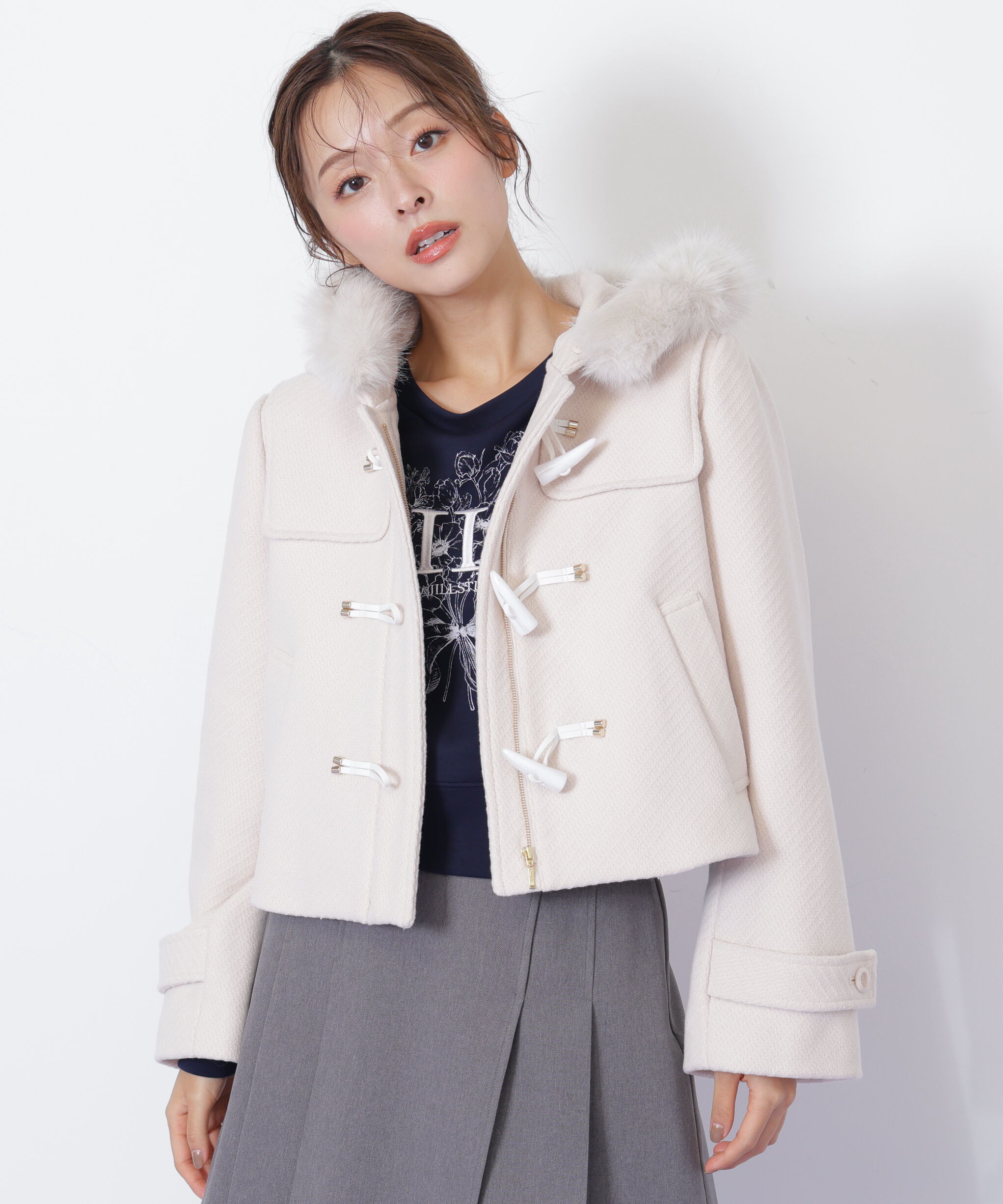  「フェイクファー付ショートダッフルコート」|その他|