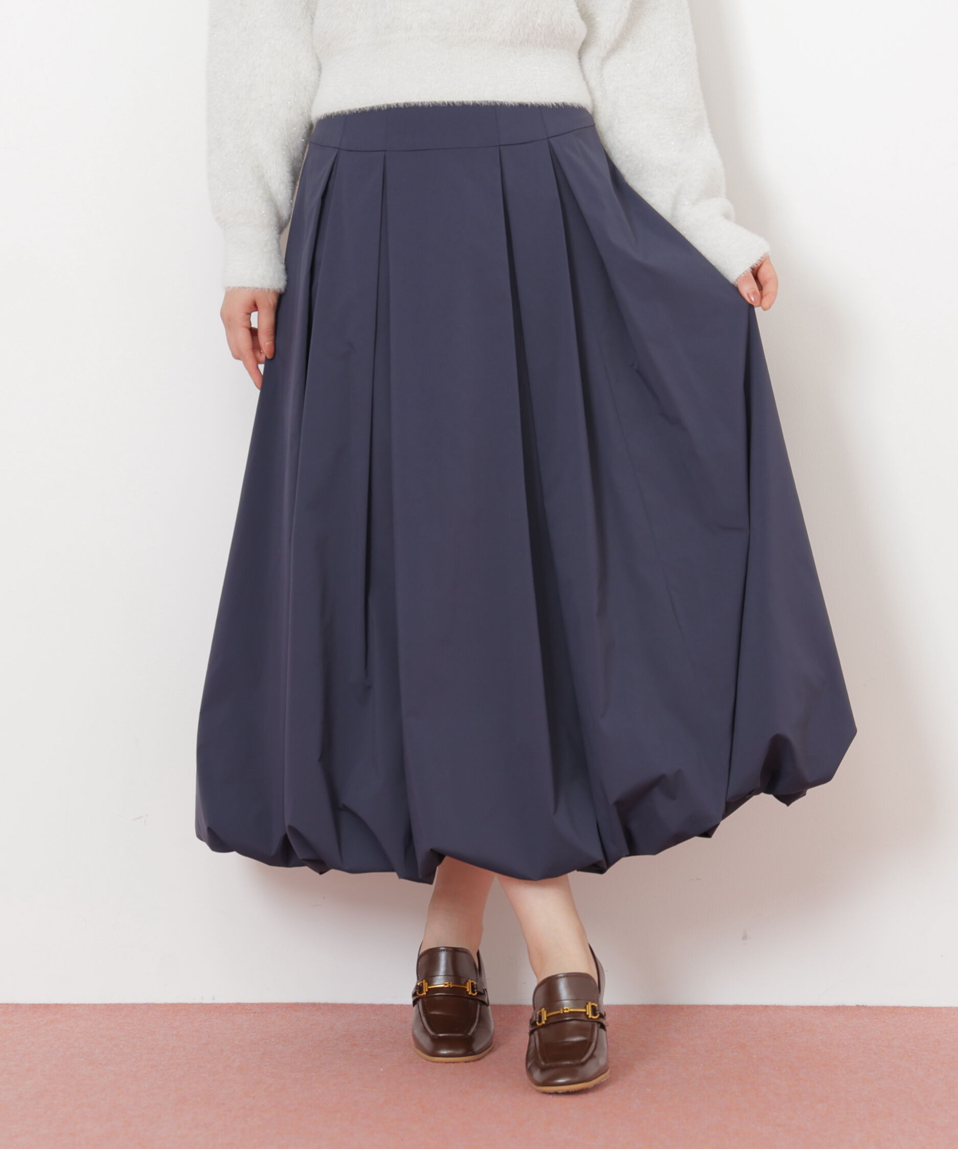  「ロングバルーンスカート」|スカート|ネイビー