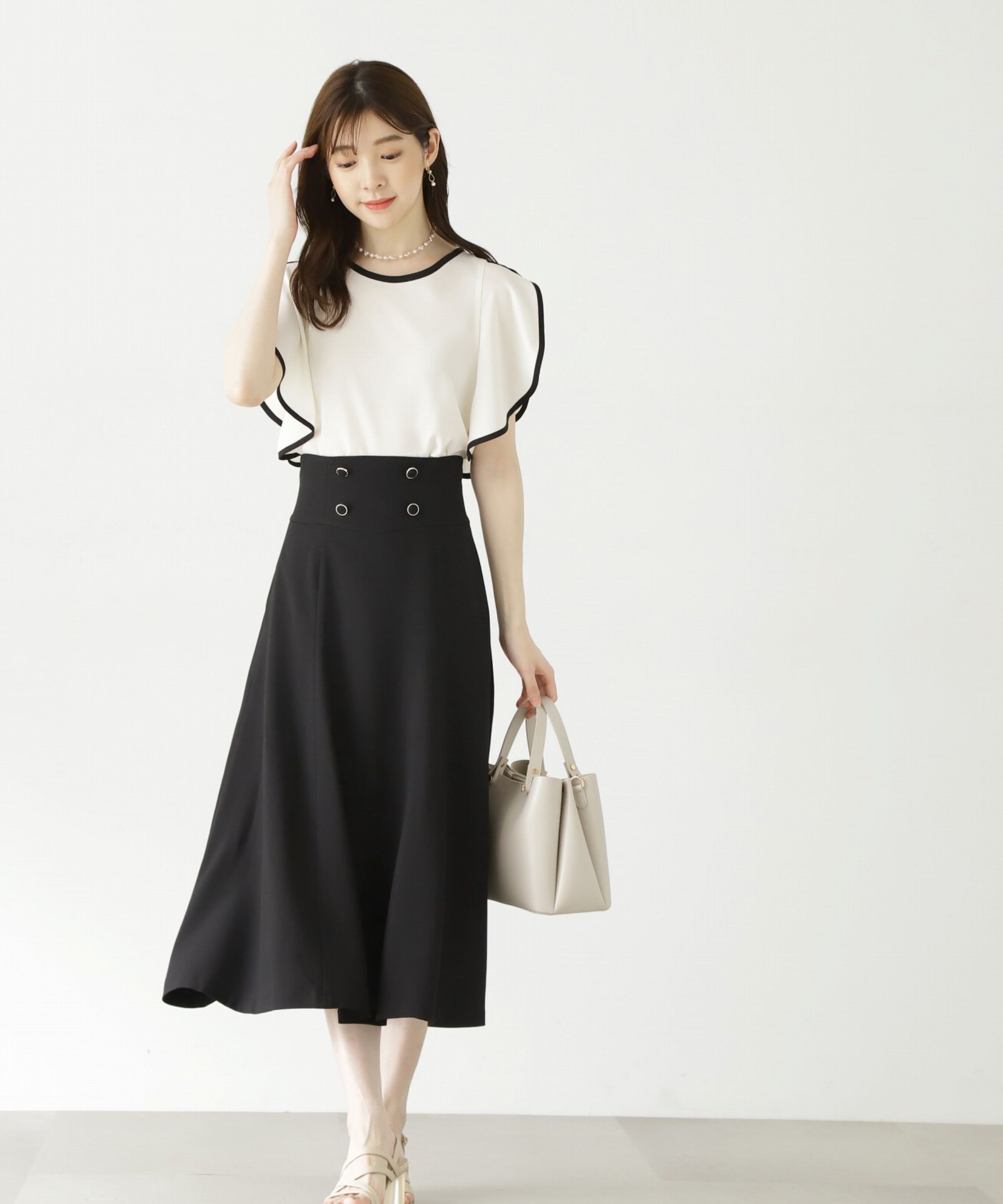 PROPORTION BODY DRESSING「ハイウエストフレアスカート」|スカート|ブラック