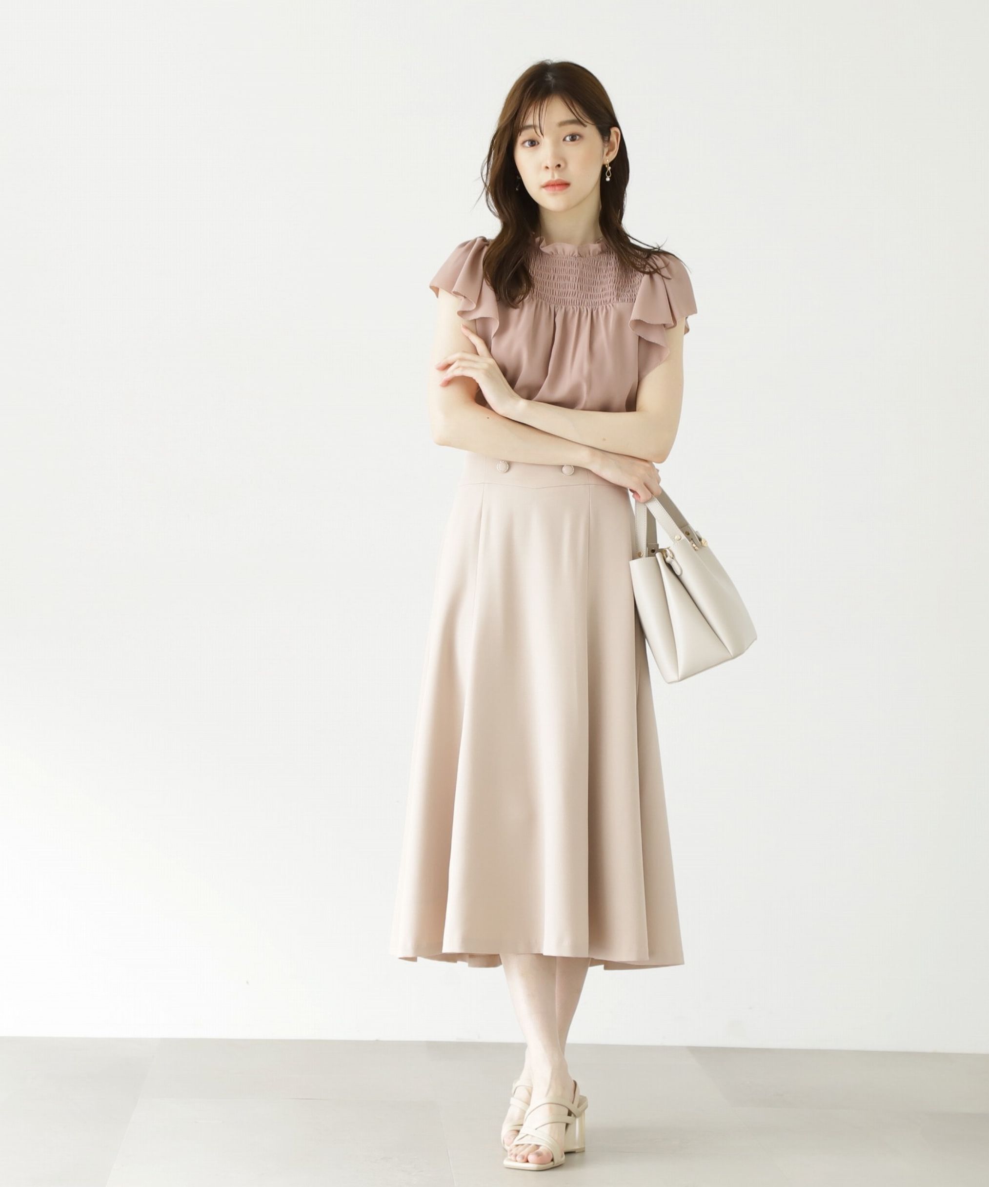 PROPORTION BODY DRESSING「ハイウエストフレアスカート」|スカート|ベージュ