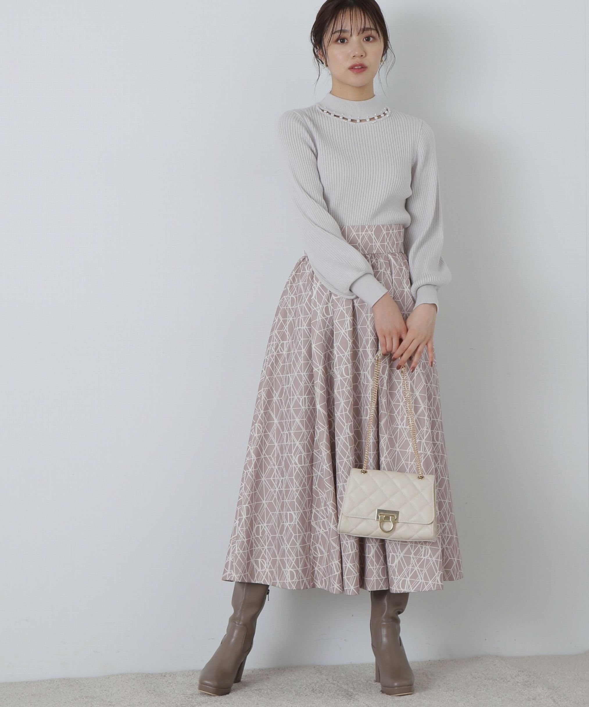 PROPORTION BODY DRESSING「モノグラムタックフレアスカート」|スカート|