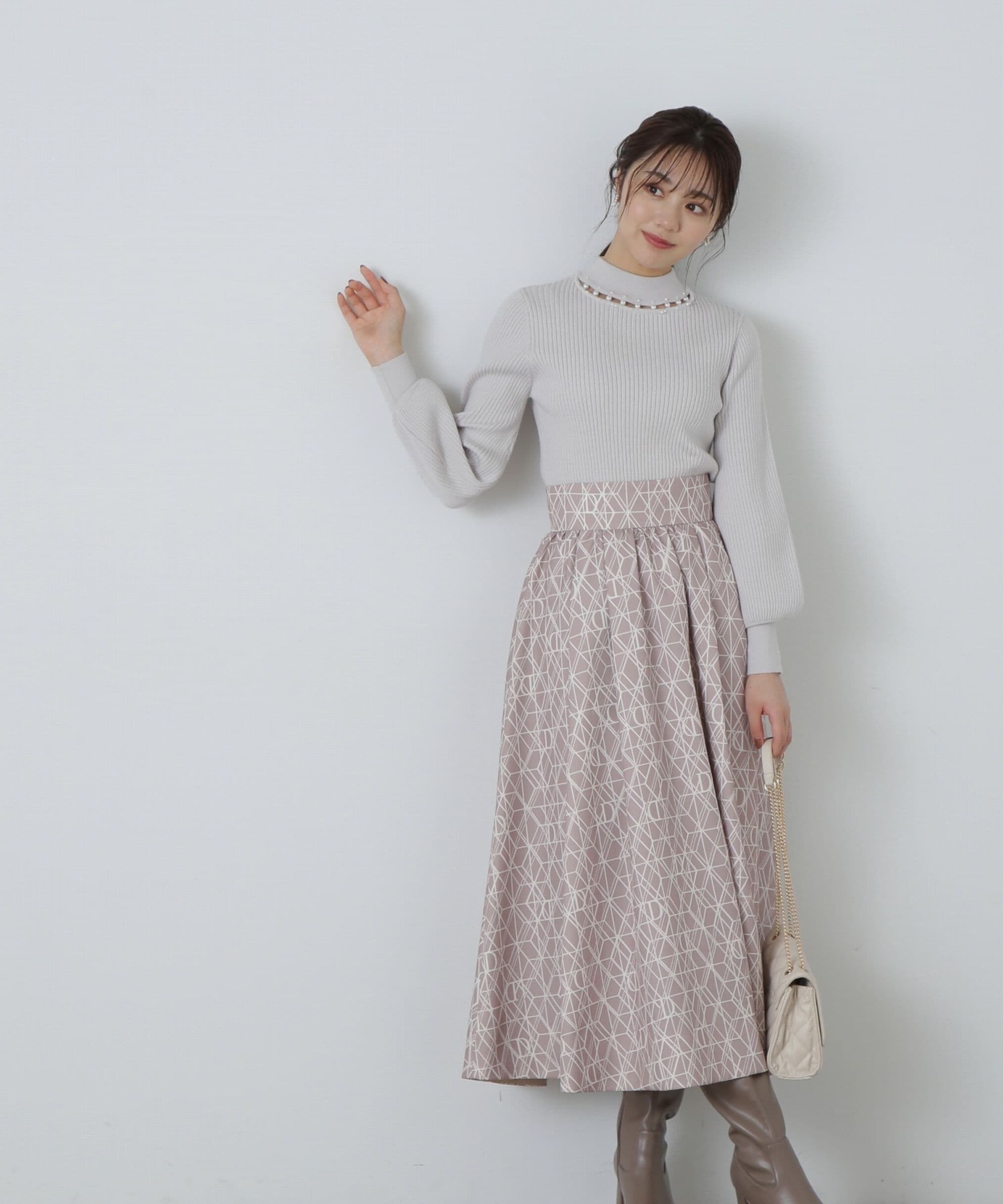 PROPORTION BODY DRESSING「モノグラムタックフレアスカート」|スカート|