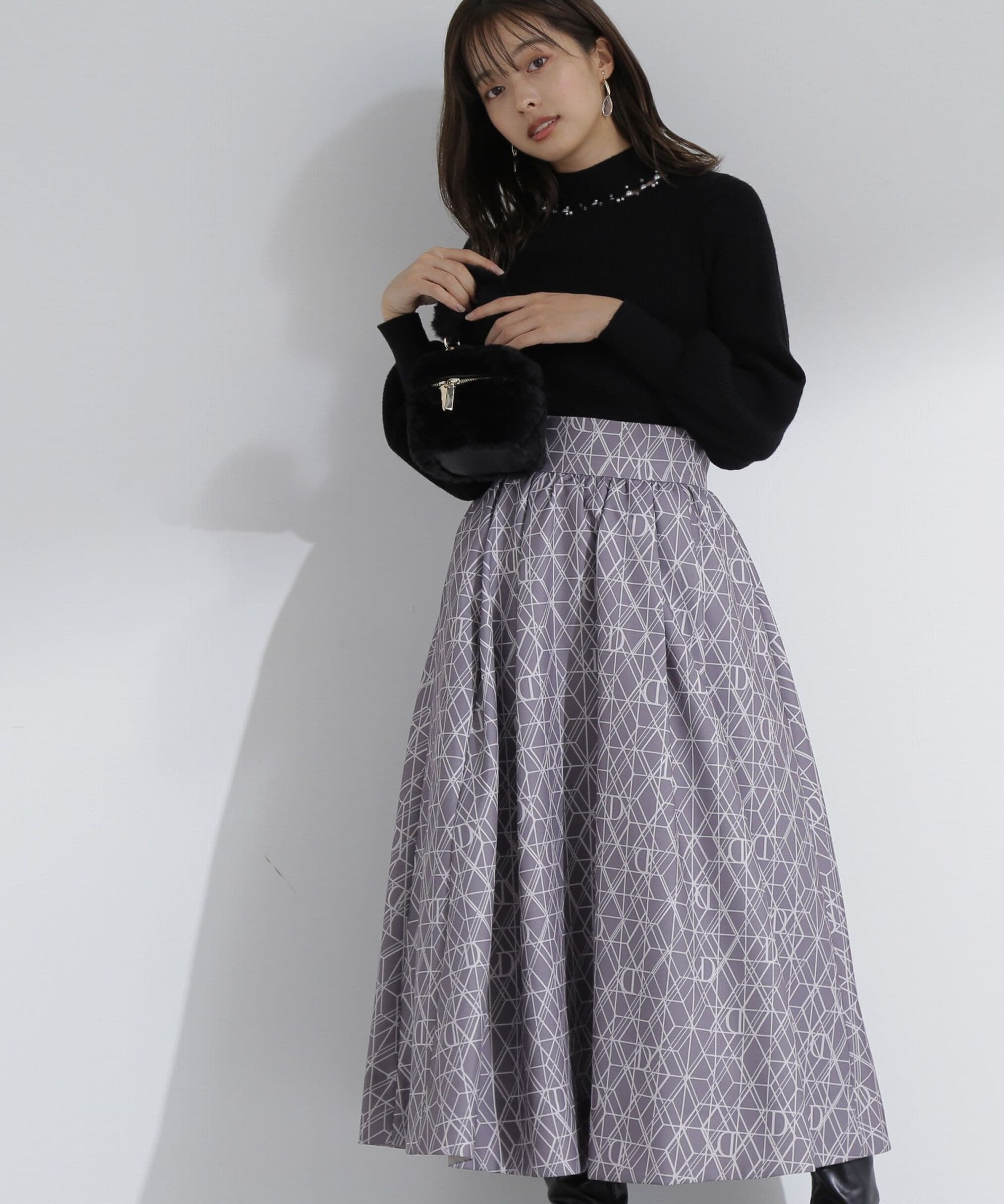 PROPORTION BODY DRESSING「モノグラムタックフレアスカート」|スカート|