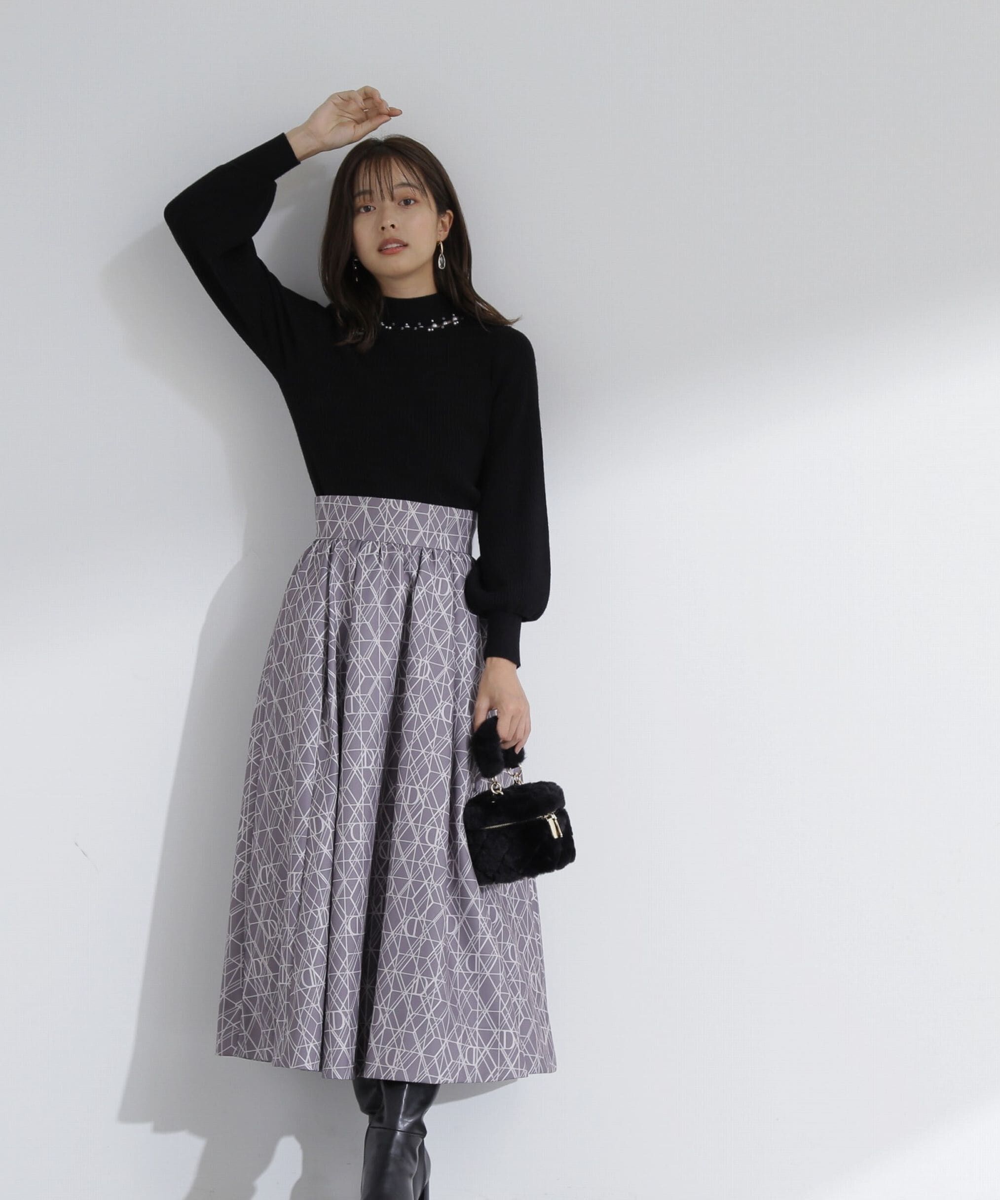 PROPORTION BODY DRESSING「モノグラムタックフレアスカート」|スカート|