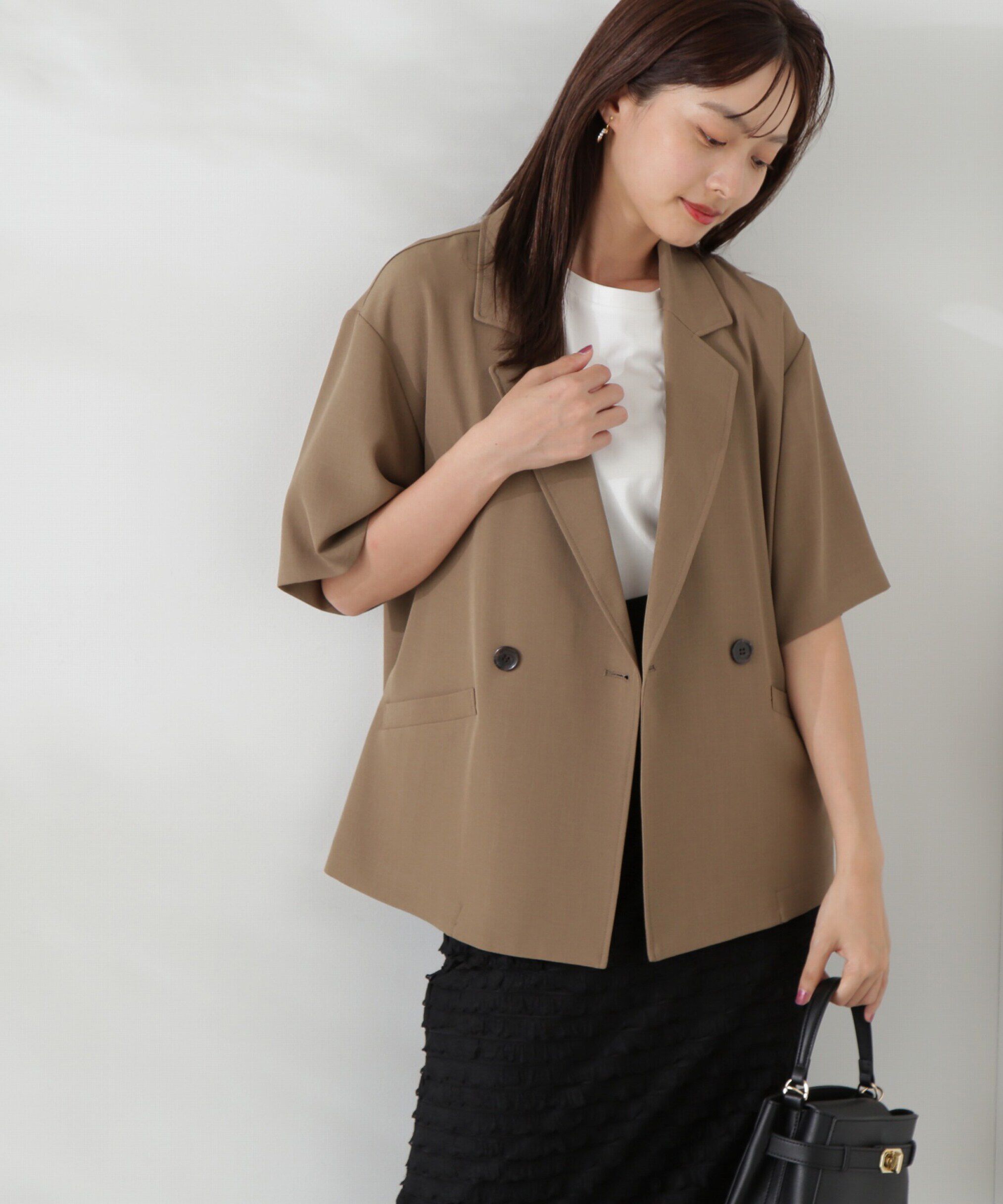 PROPORTION BODY DRESSING「ハーフスリーブテーラードジャケット」|その他|ブラウン