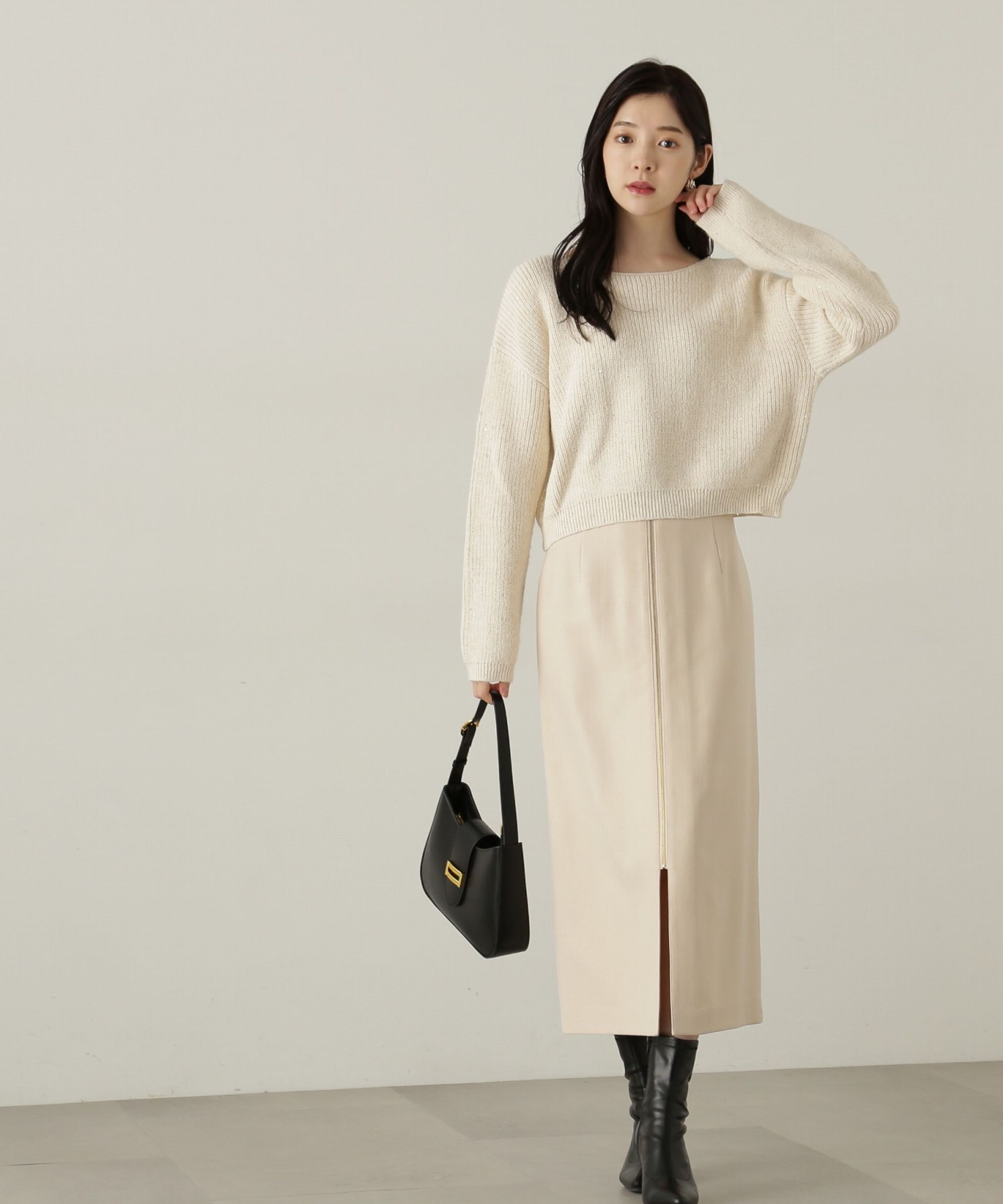 PROPORTION BODY DRESSING「フロントファスナーナロースカート　24AW」|スカート|ベージュ